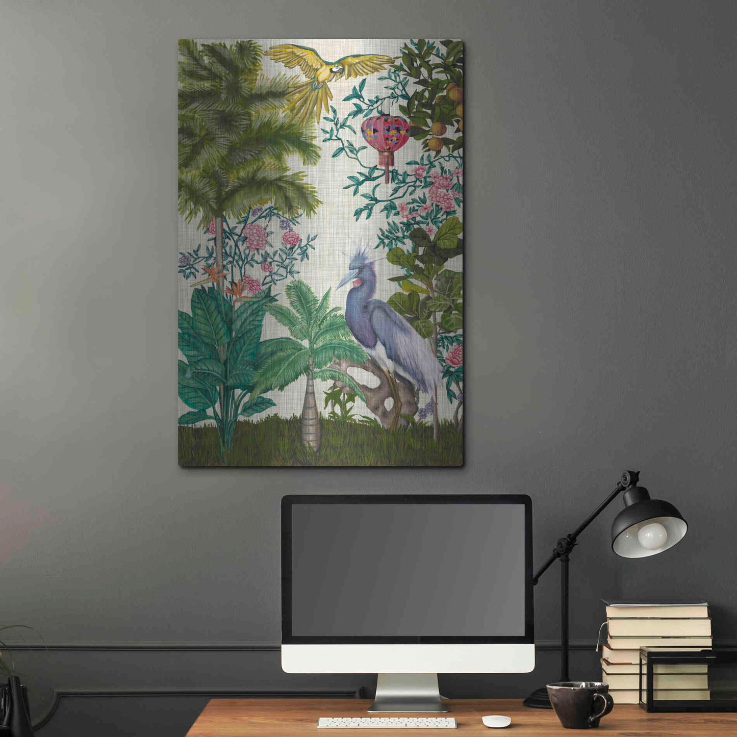 Luxe Metal Art 'Paradis Chinoiserie I' by Naomi McCavitt, Metal Wall Art,24x36