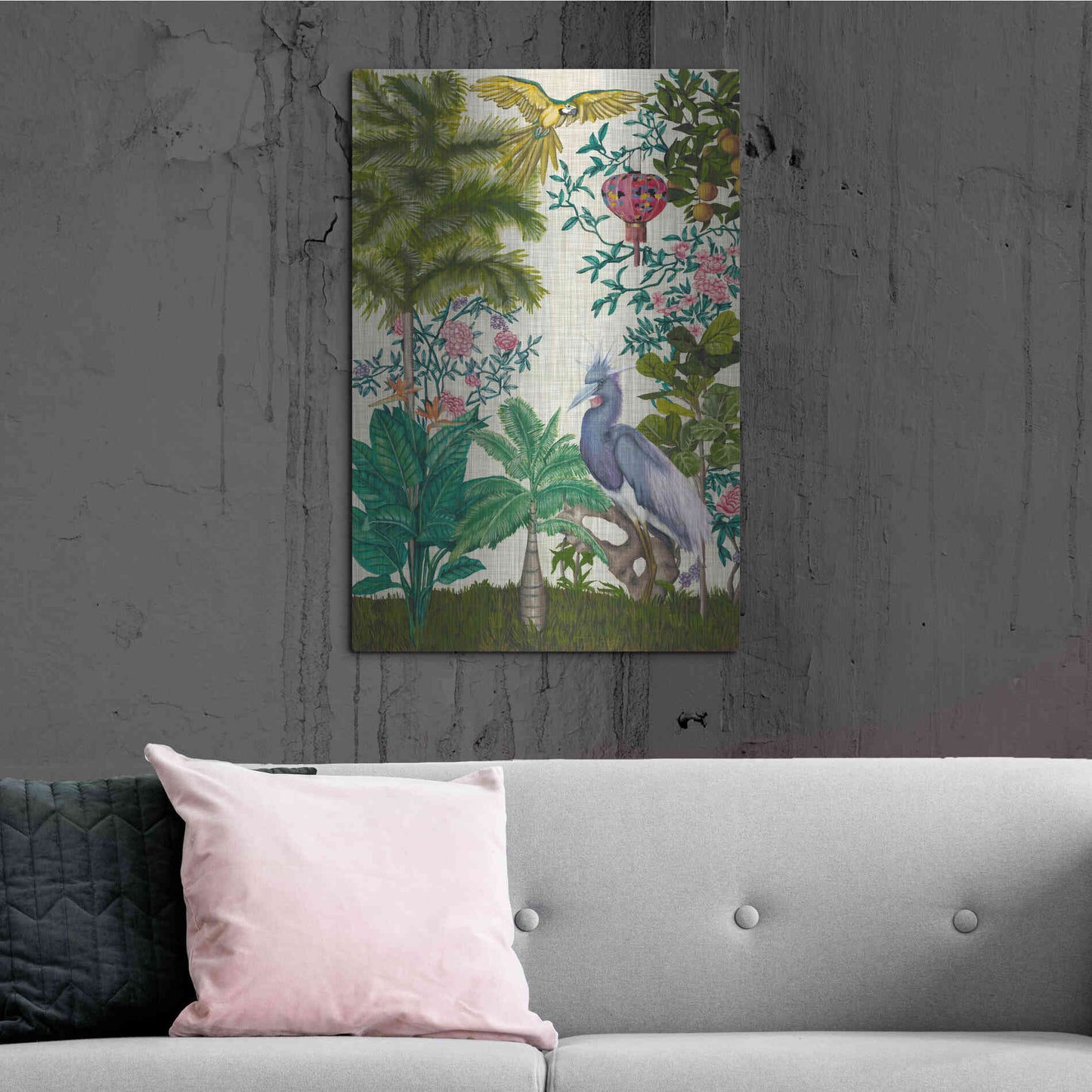 Luxe Metal Art 'Paradis Chinoiserie I' by Naomi McCavitt, Metal Wall Art,24x36
