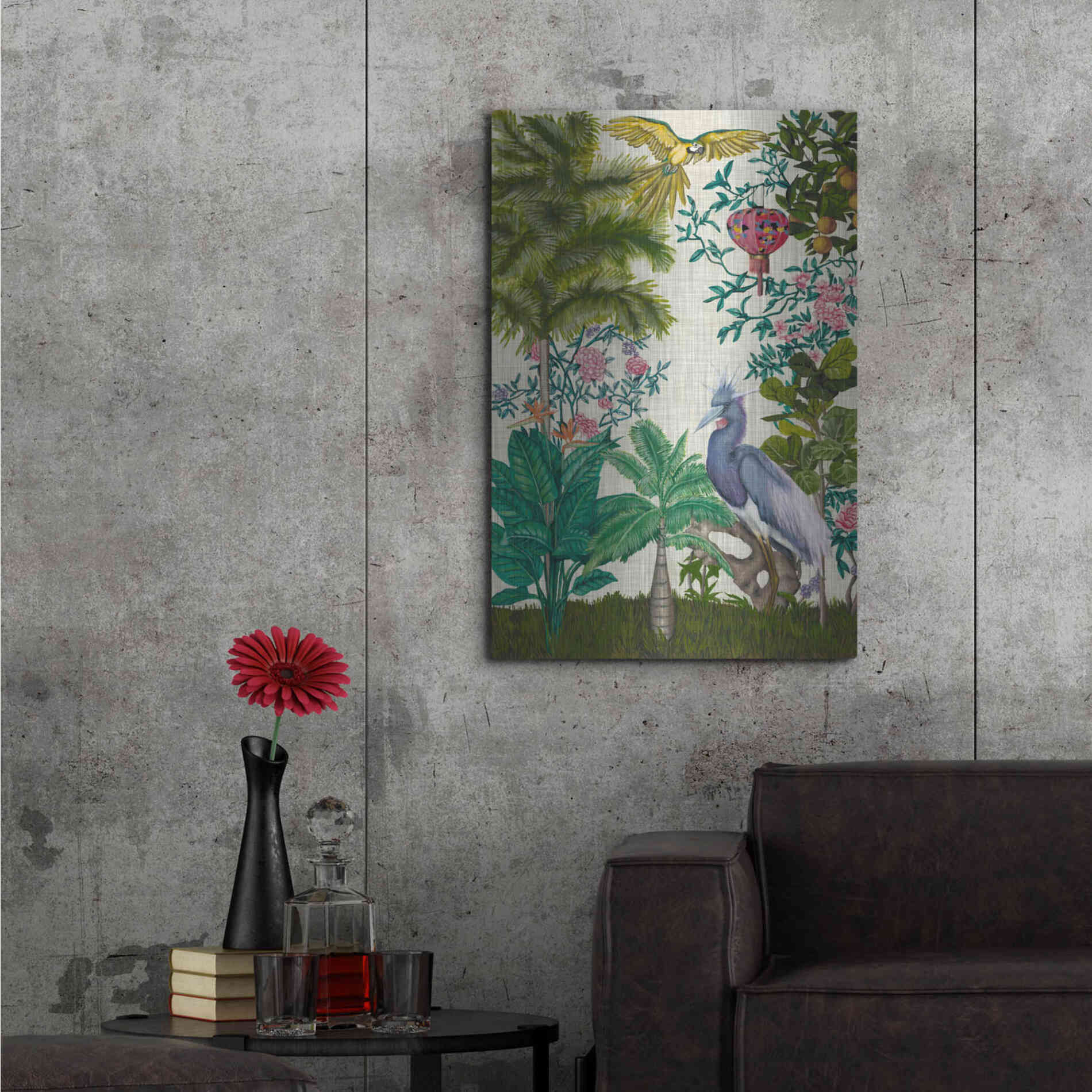 Luxe Metal Art 'Paradis Chinoiserie I' by Naomi McCavitt, Metal Wall Art,24x36