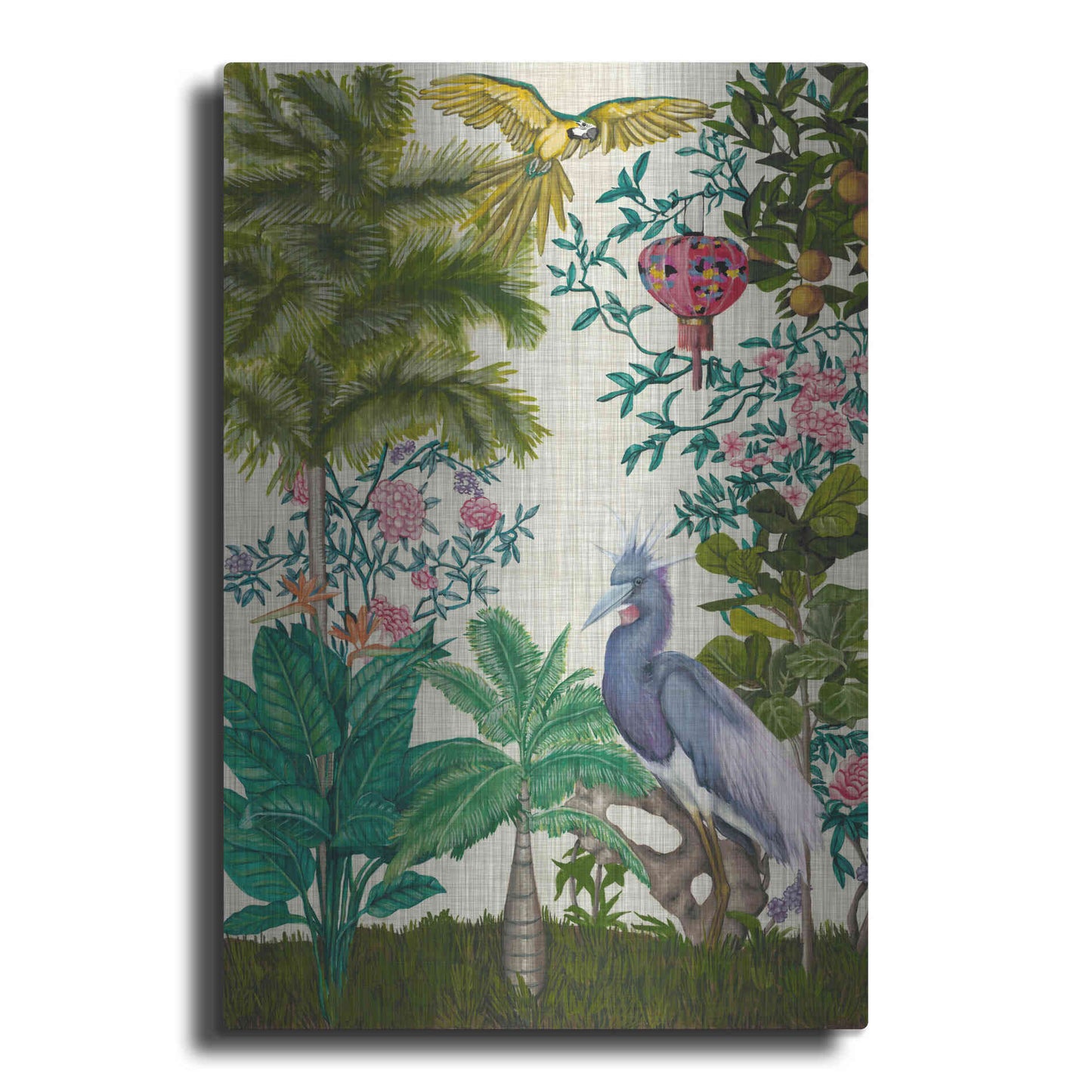 Luxe Metal Art 'Paradis Chinoiserie I' by Naomi McCavitt, Metal Wall Art