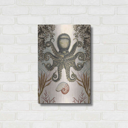 Luxe Metal Art 'Antiquarian Menagerie-Octopus' by Naomi McCavitt, Metal Wall Art,16x24
