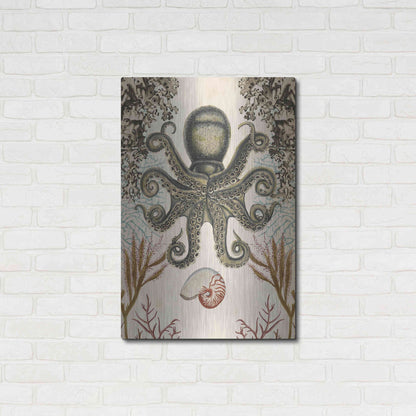 Luxe Metal Art 'Antiquarian Menagerie-Octopus' by Naomi McCavitt, Metal Wall Art,24x36