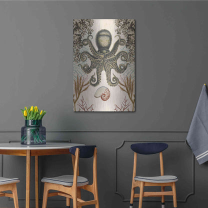 Luxe Metal Art 'Antiquarian Menagerie-Octopus' by Naomi McCavitt, Metal Wall Art,24x36