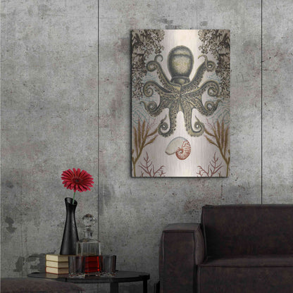 Luxe Metal Art 'Antiquarian Menagerie-Octopus' by Naomi McCavitt, Metal Wall Art,24x36