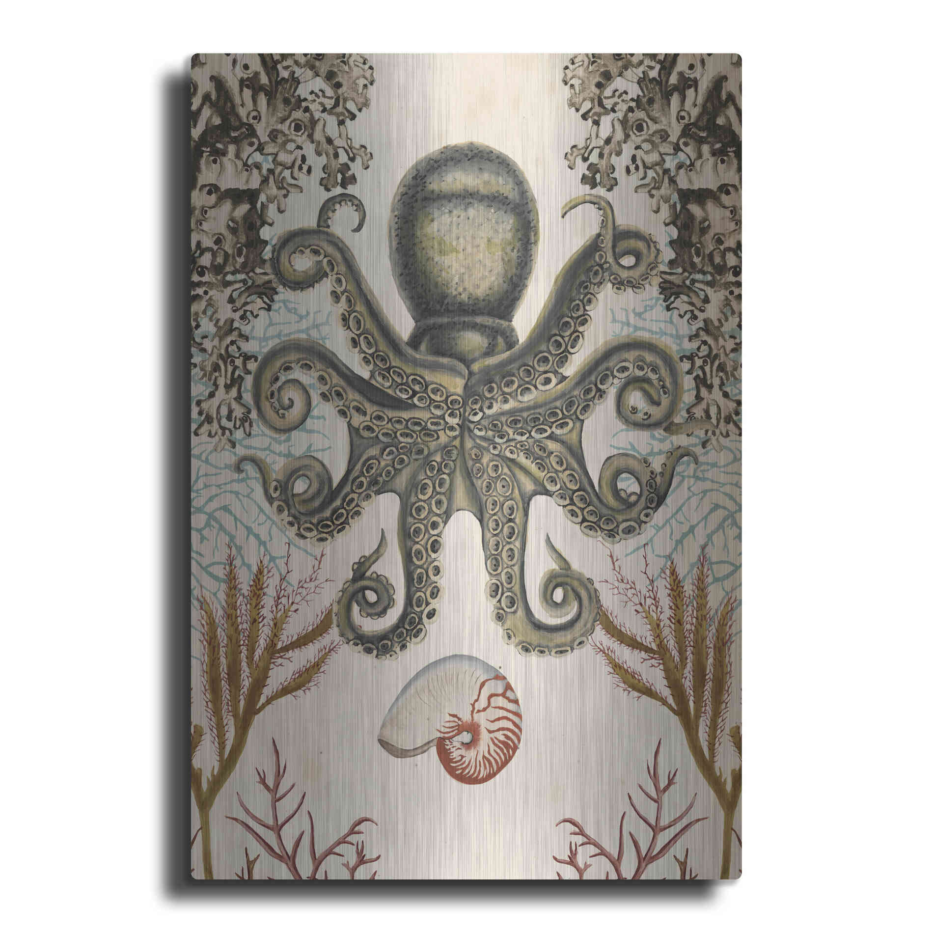 Luxe Metal Art 'Antiquarian Menagerie-Octopus' by Naomi McCavitt, Metal Wall Art