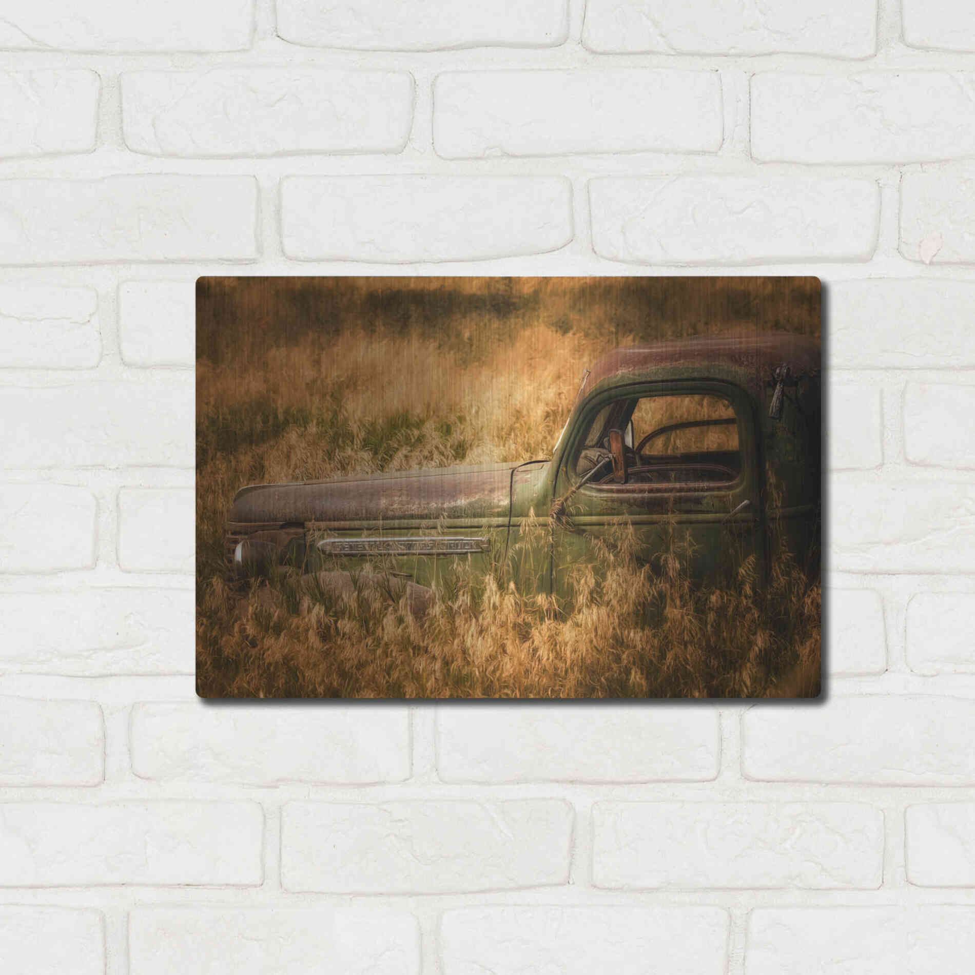 Luxe Metal Art 'Farm and Field V' by PH Burchett, Metal Wall Art,16x12