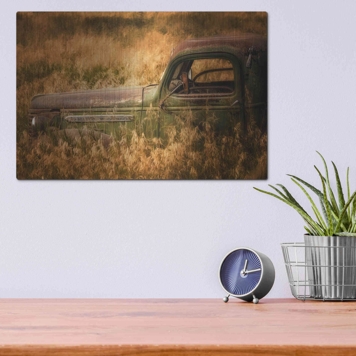 Luxe Metal Art 'Farm and Field V' by PH Burchett, Metal Wall Art,16x12
