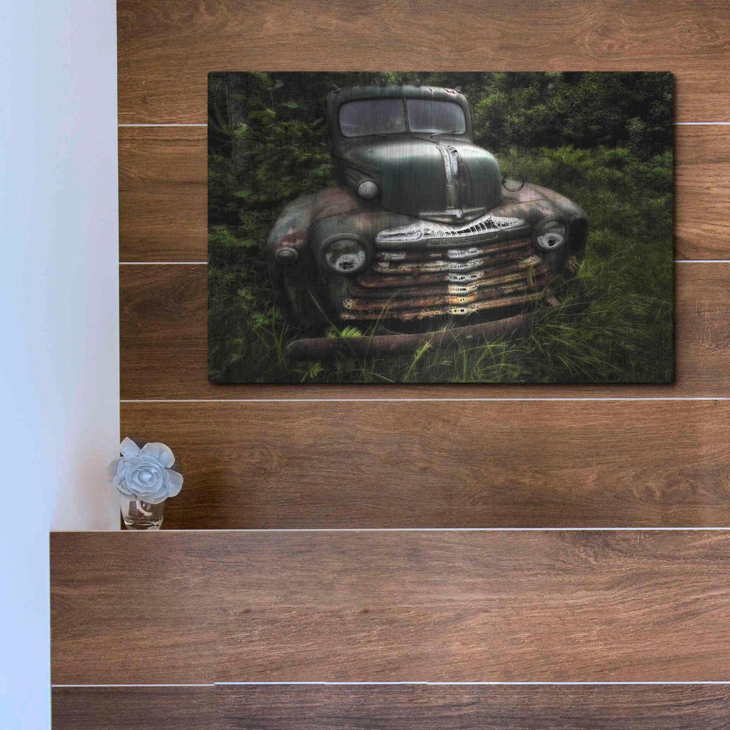 Luxe Metal Art 'Rusty Auto I' by PH Burchett, Metal Wall Art,16x12