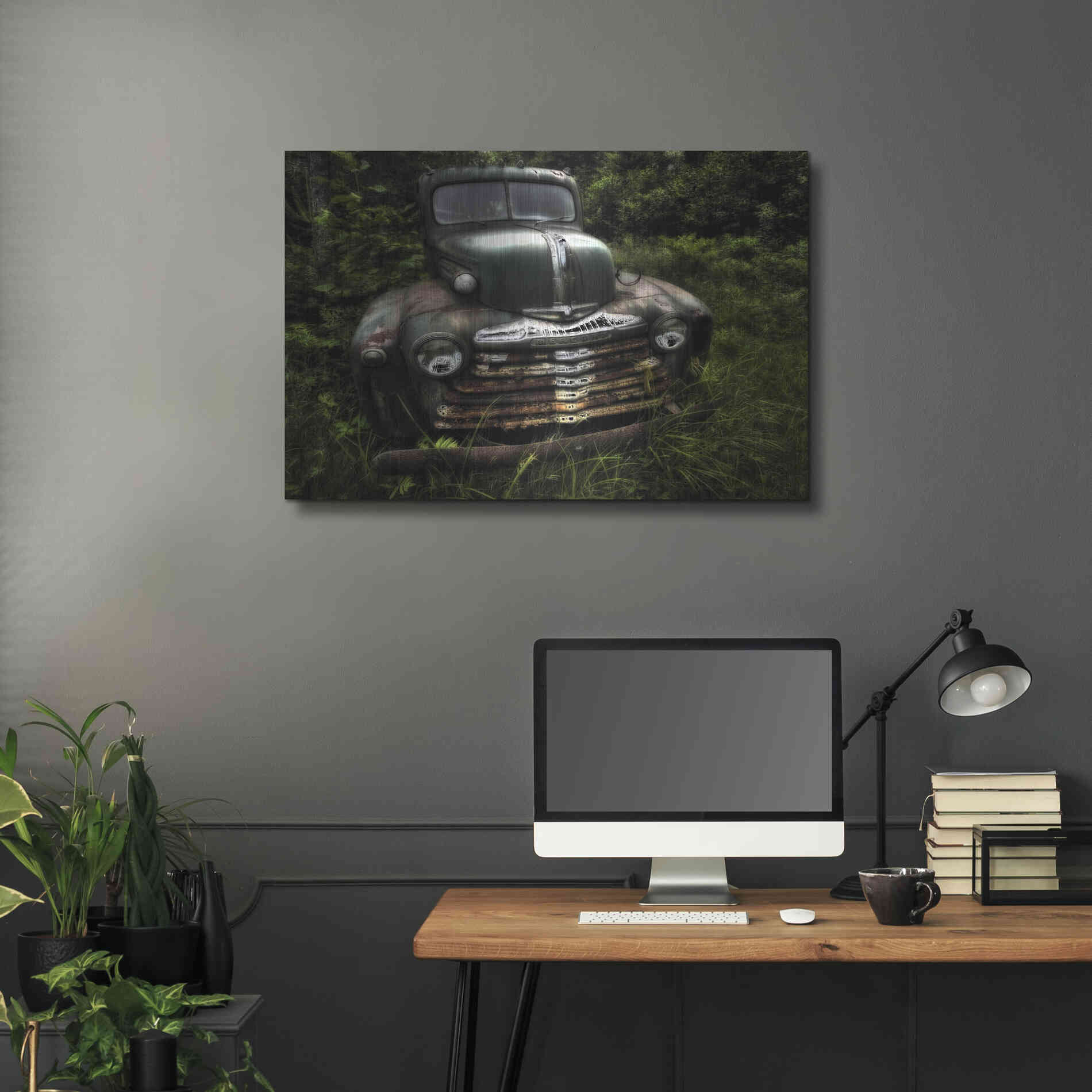 Luxe Metal Art 'Rusty Auto I' by PH Burchett, Metal Wall Art,36x24