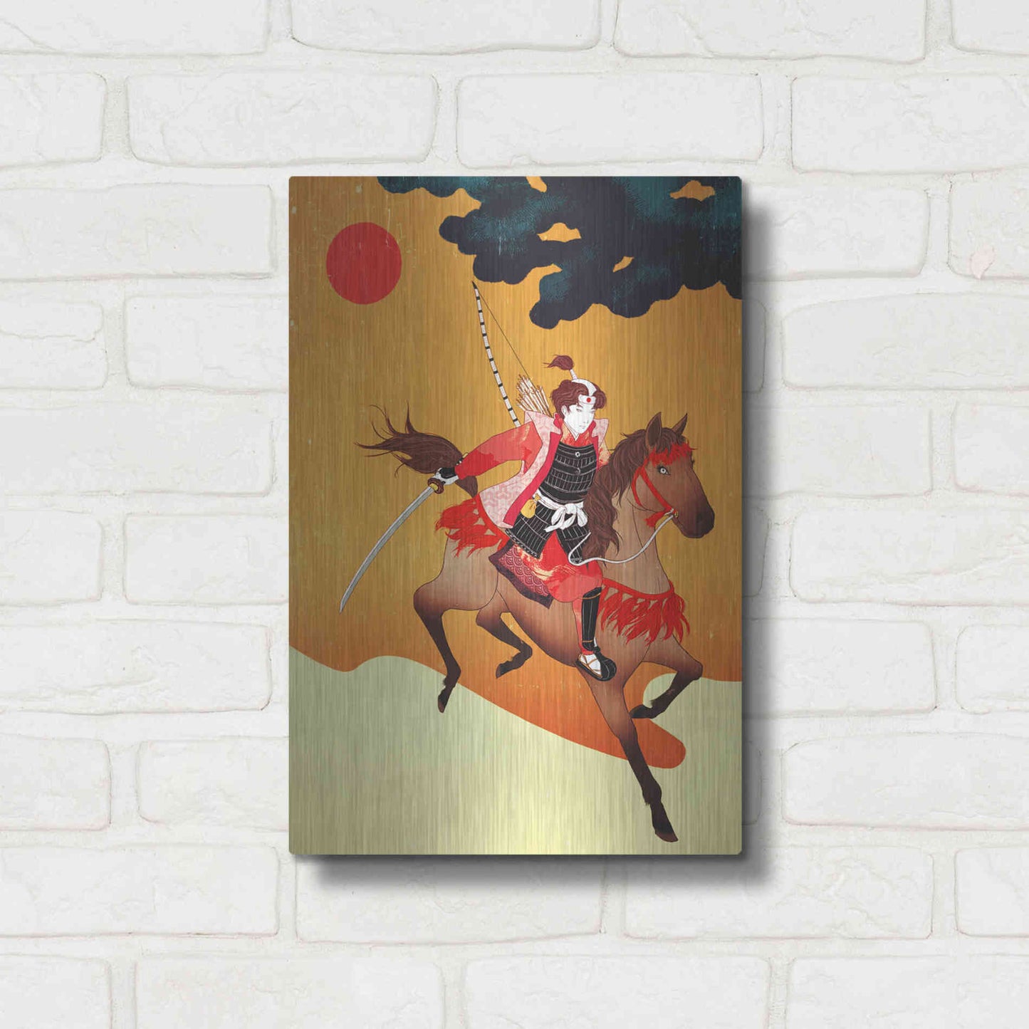 Luxe Metal Art 'Samurai' by Sai Tamiya, Metal Wall Art,12x16