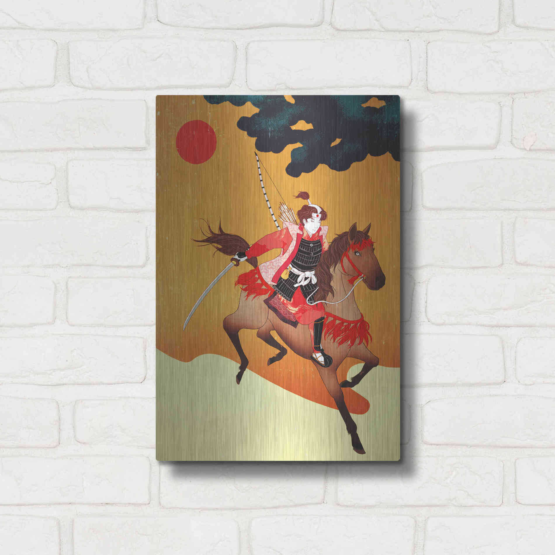 Luxe Metal Art 'Samurai' by Sai Tamiya, Metal Wall Art,12x16