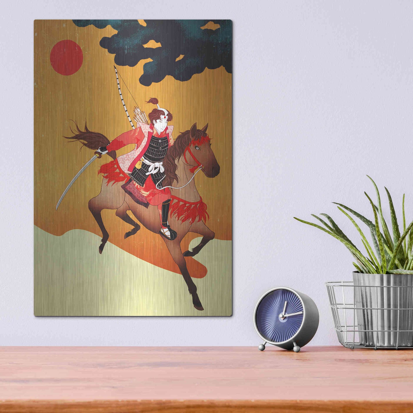 Luxe Metal Art 'Samurai' by Sai Tamiya, Metal Wall Art,12x16