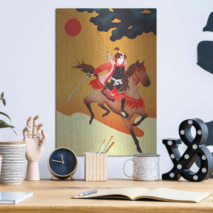 Luxe Metal Art 'Samurai' by Sai Tamiya, Metal Wall Art,12x16