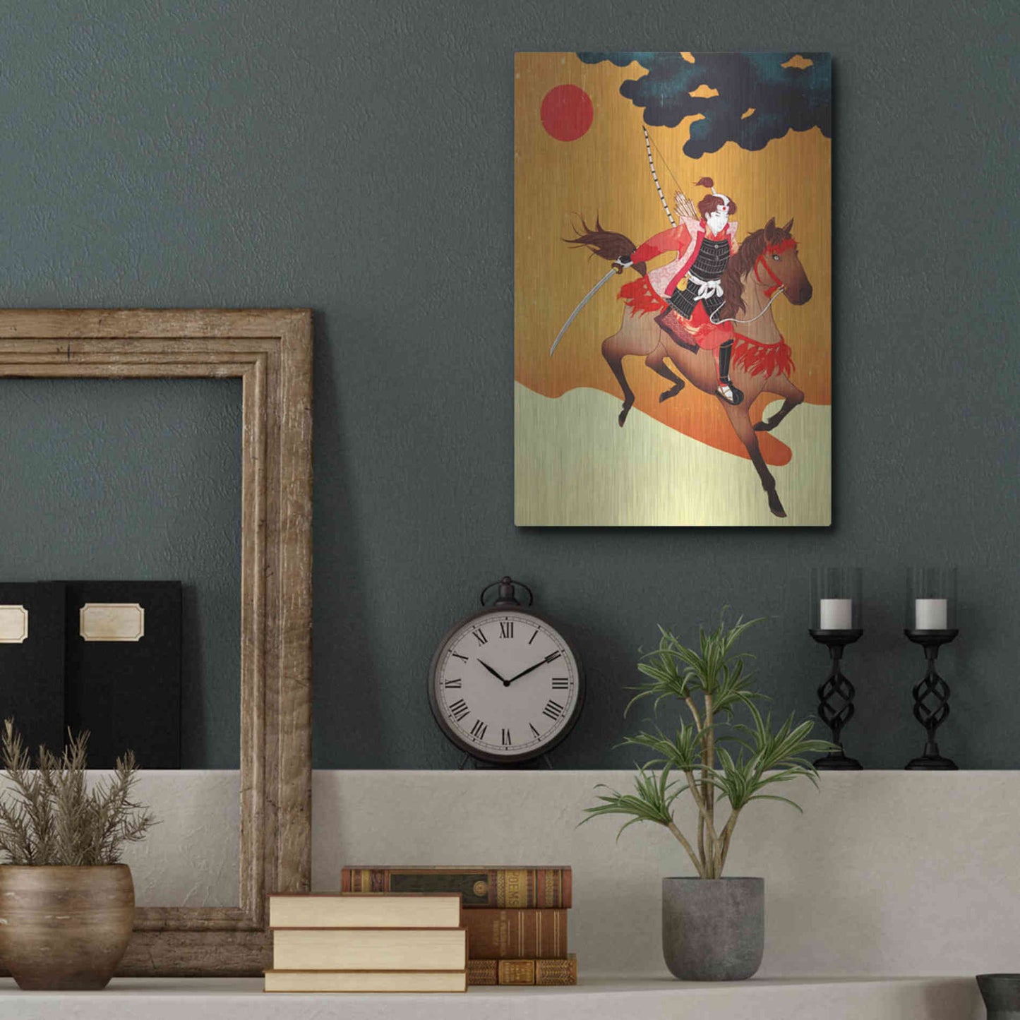 Luxe Metal Art 'Samurai' by Sai Tamiya, Metal Wall Art,12x16