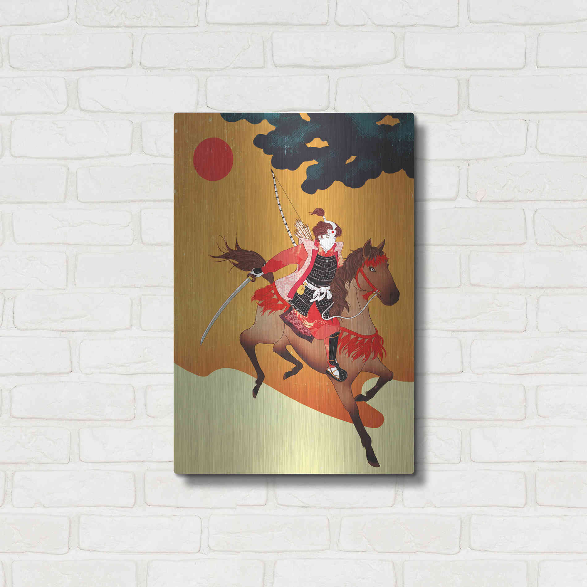Luxe Metal Art 'Samurai' by Sai Tamiya, Metal Wall Art,16x24