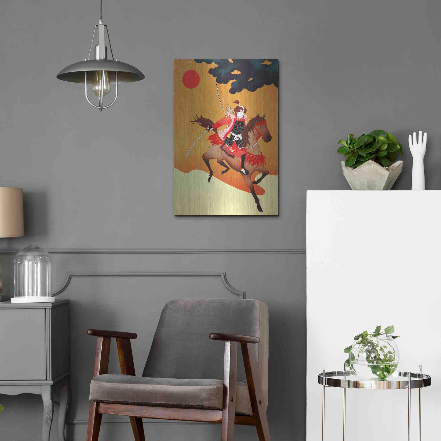 Luxe Metal Art 'Samurai' by Sai Tamiya, Metal Wall Art,16x24