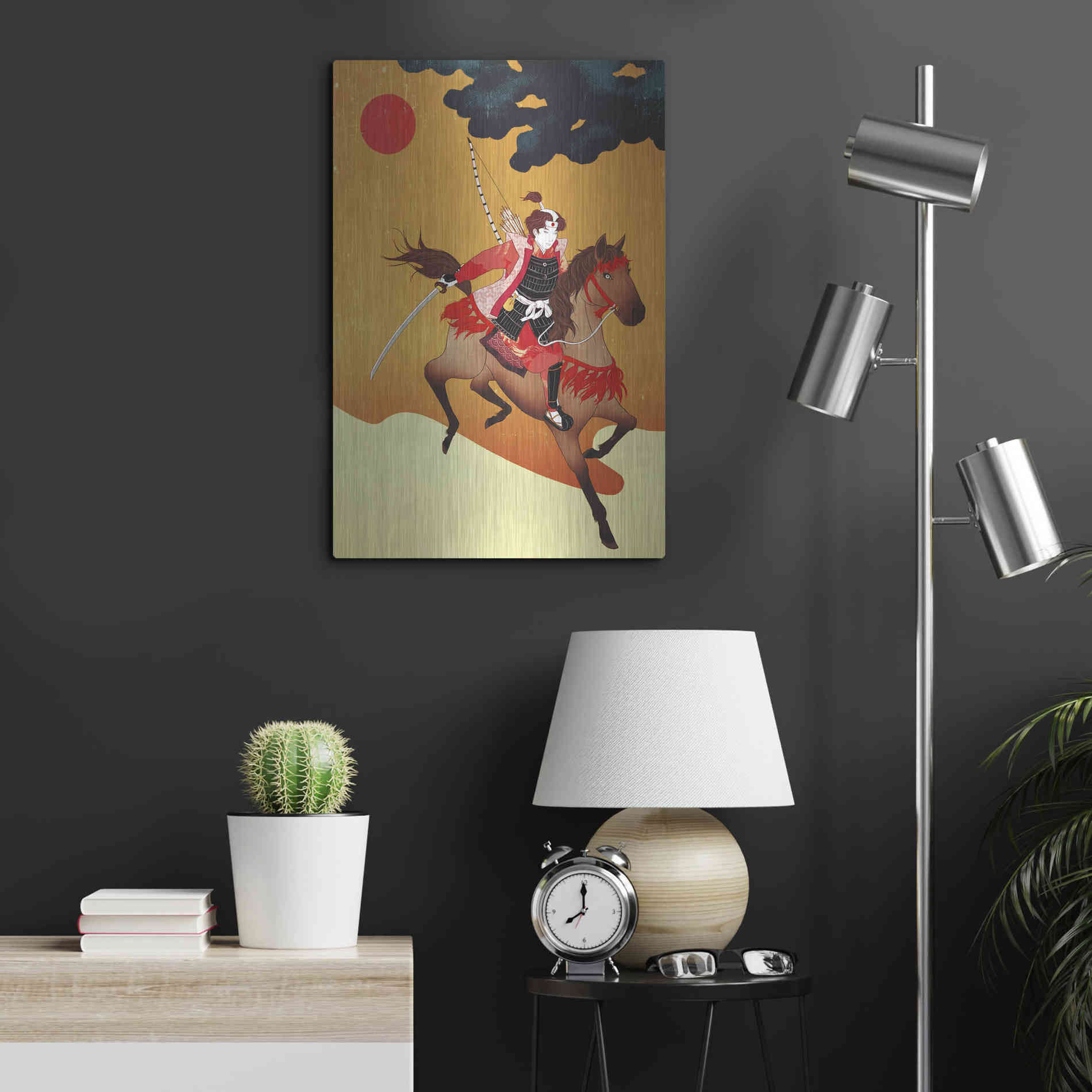 Luxe Metal Art 'Samurai' by Sai Tamiya, Metal Wall Art,16x24
