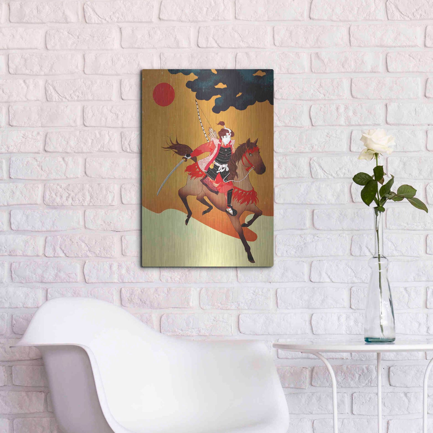 Luxe Metal Art 'Samurai' by Sai Tamiya, Metal Wall Art,16x24