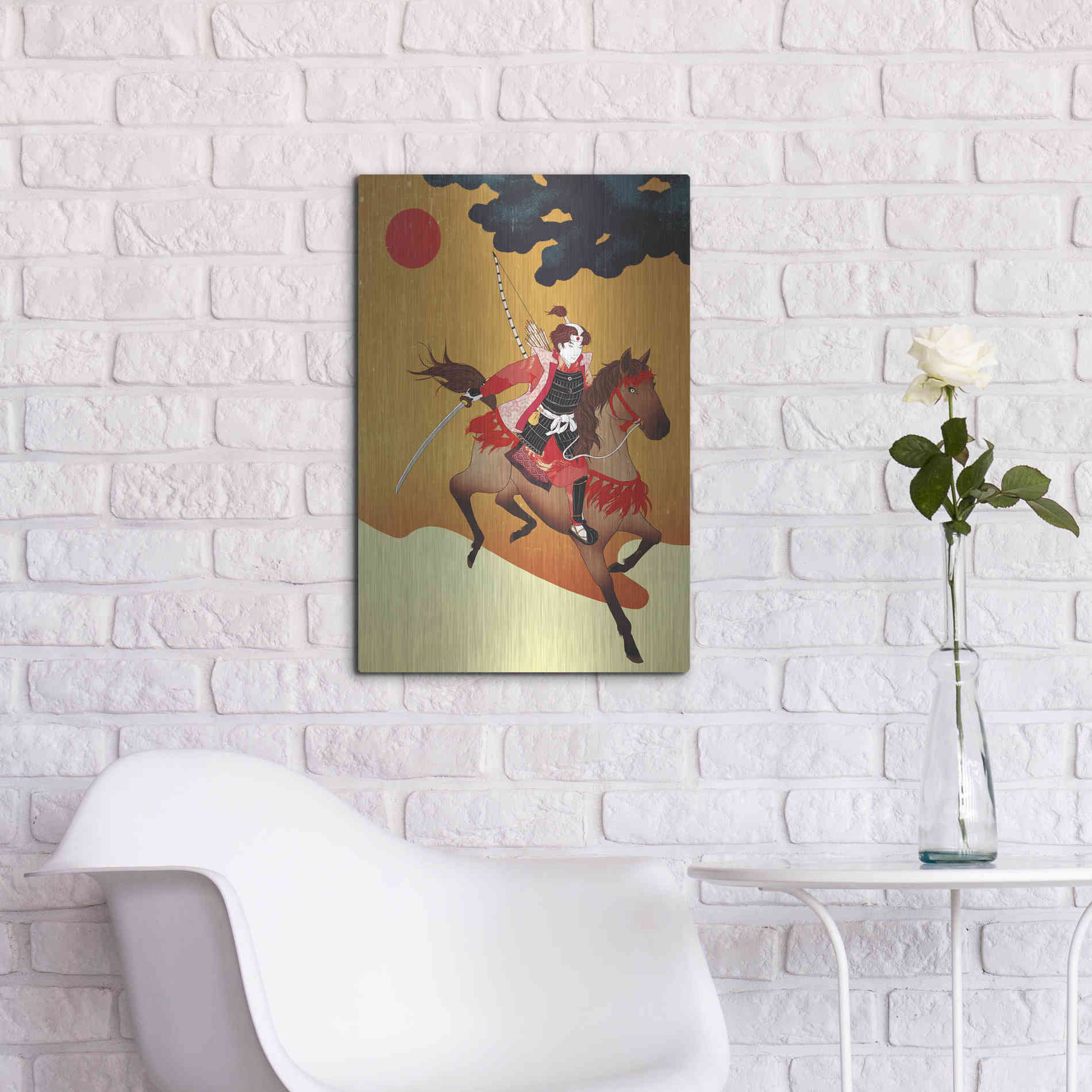 Luxe Metal Art 'Samurai' by Sai Tamiya, Metal Wall Art,16x24