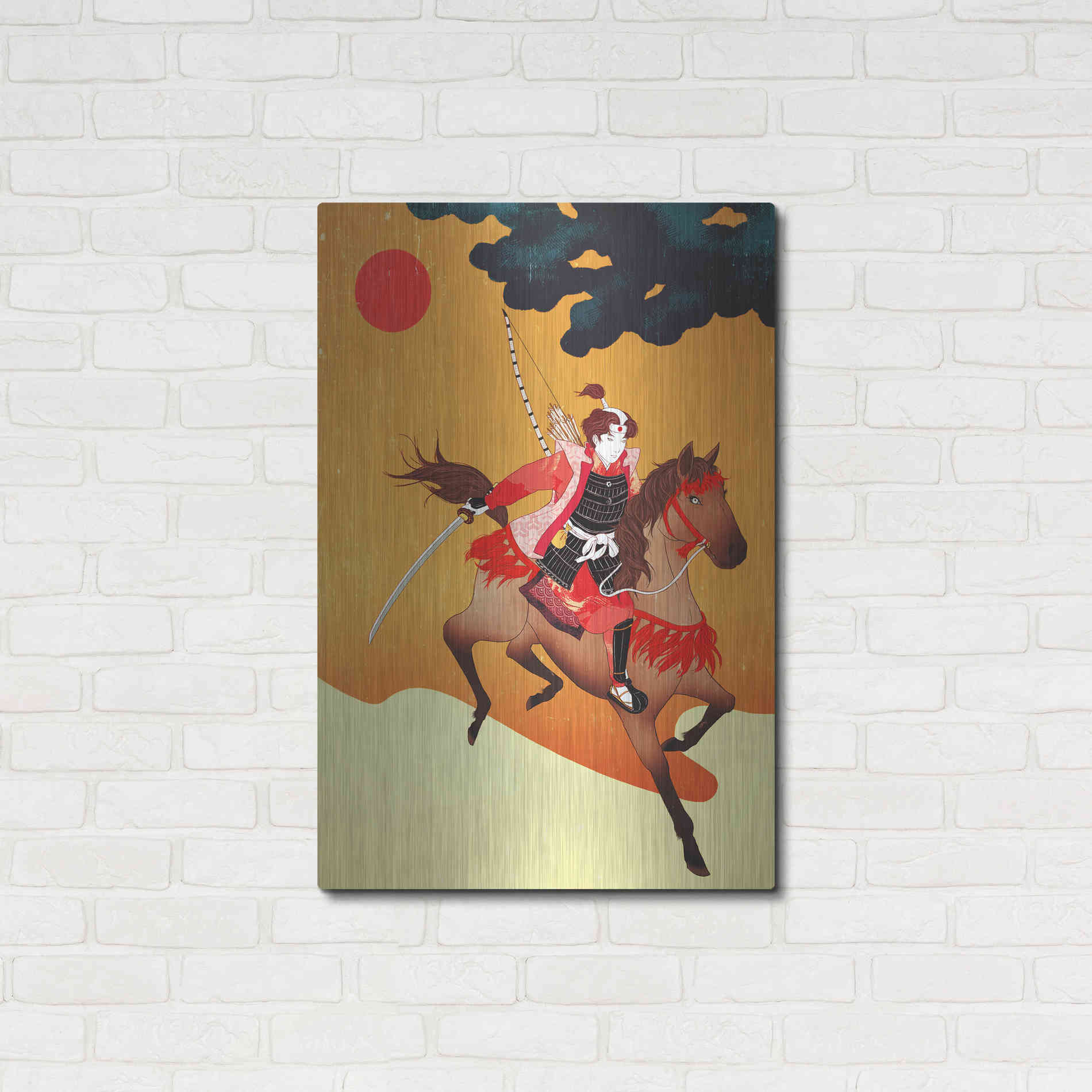 Luxe Metal Art 'Samurai' by Sai Tamiya, Metal Wall Art,24x36