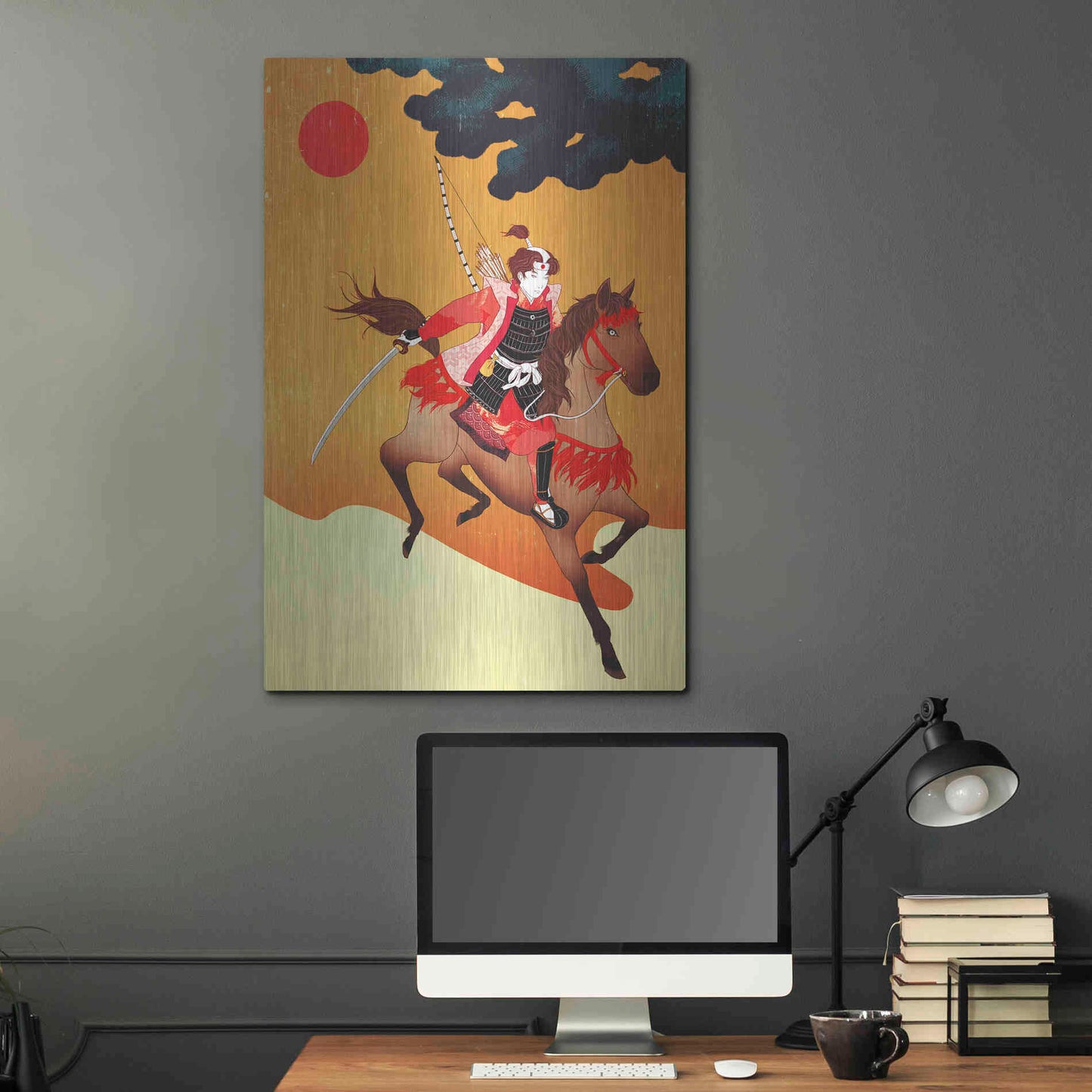 Luxe Metal Art 'Samurai' by Sai Tamiya, Metal Wall Art,24x36