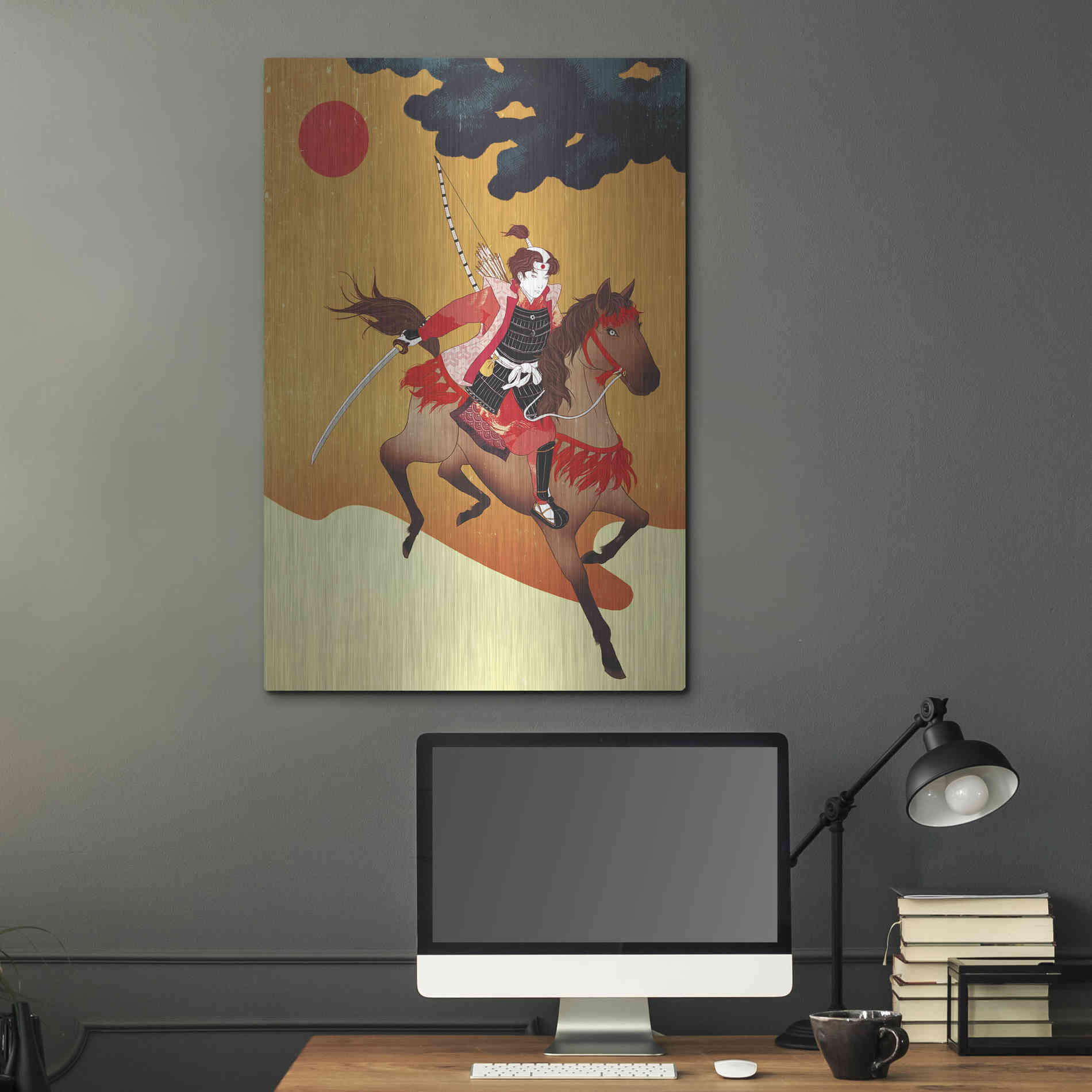 Luxe Metal Art 'Samurai' by Sai Tamiya, Metal Wall Art,24x36