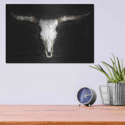 Luxe Metal Art 'Cow Skull' by PH Burchett, Metal Wall Art,16x12