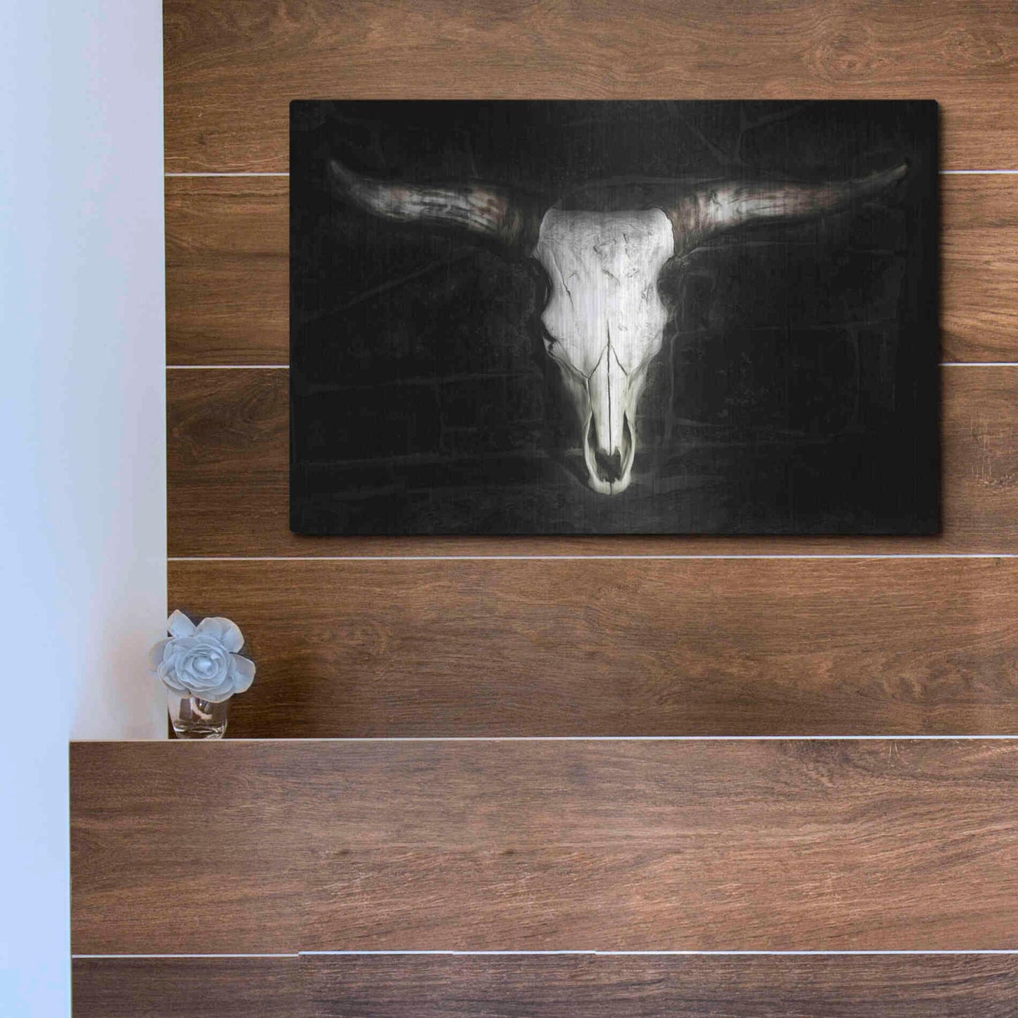 Luxe Metal Art 'Cow Skull' by PH Burchett, Metal Wall Art,16x12
