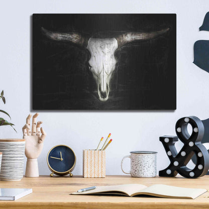 Luxe Metal Art 'Cow Skull' by PH Burchett, Metal Wall Art,16x12