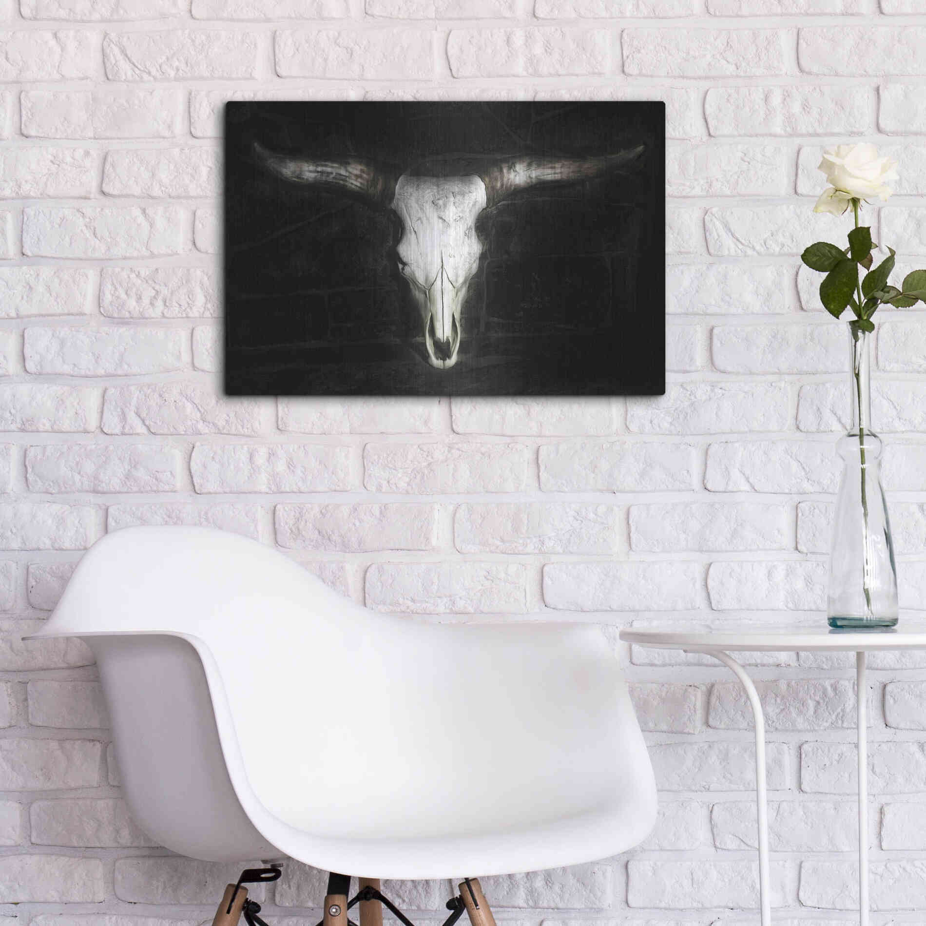 Luxe Metal Art 'Cow Skull' by PH Burchett, Metal Wall Art,24x16