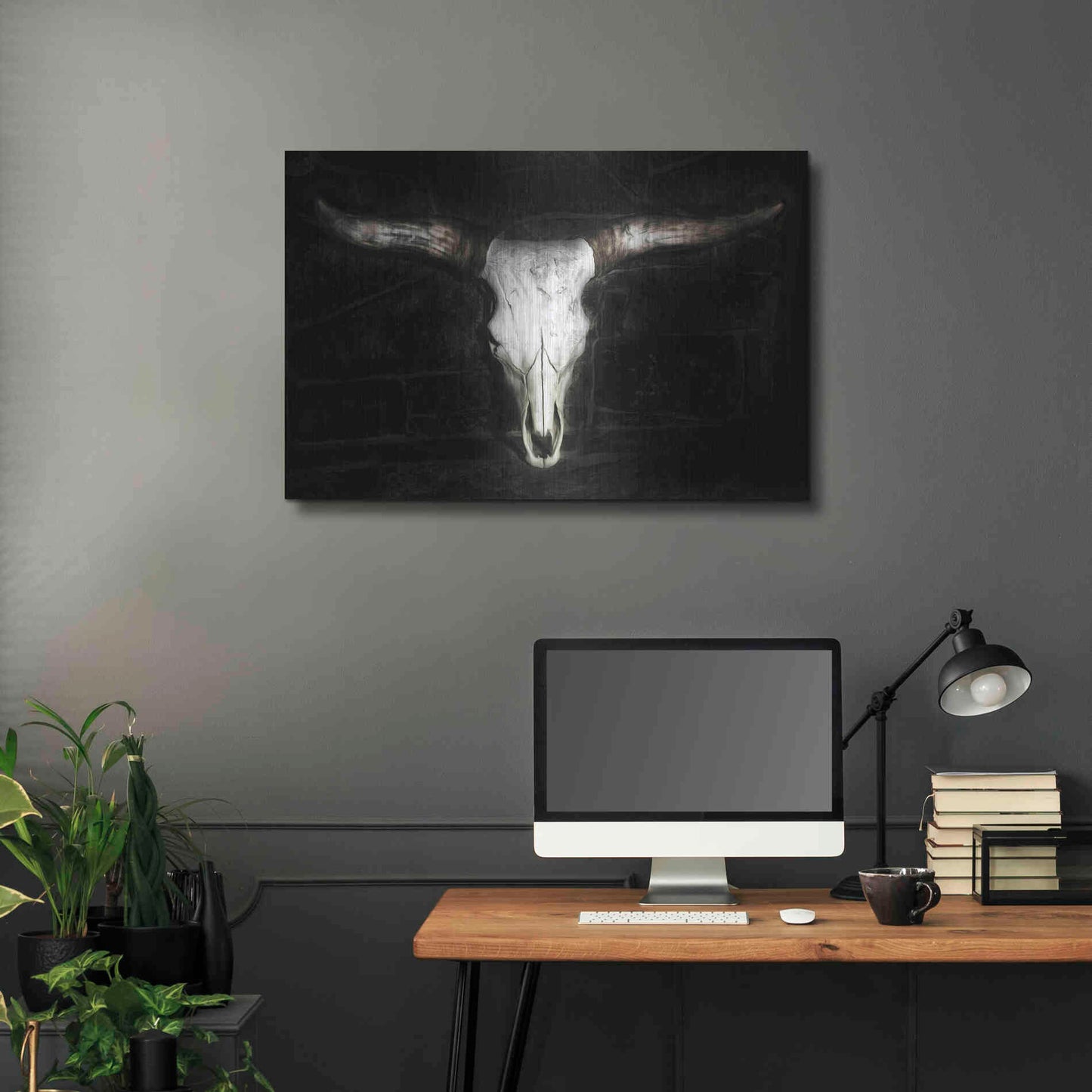 Luxe Metal Art 'Cow Skull' by PH Burchett, Metal Wall Art,36x24