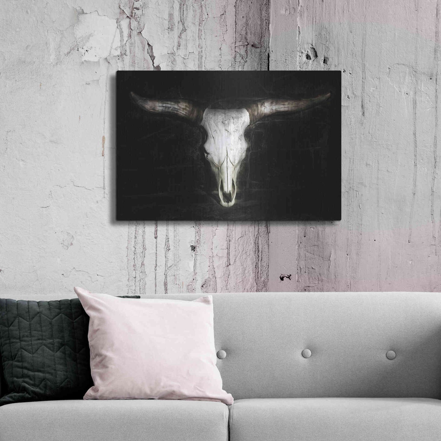 Luxe Metal Art 'Cow Skull' by PH Burchett, Metal Wall Art,36x24