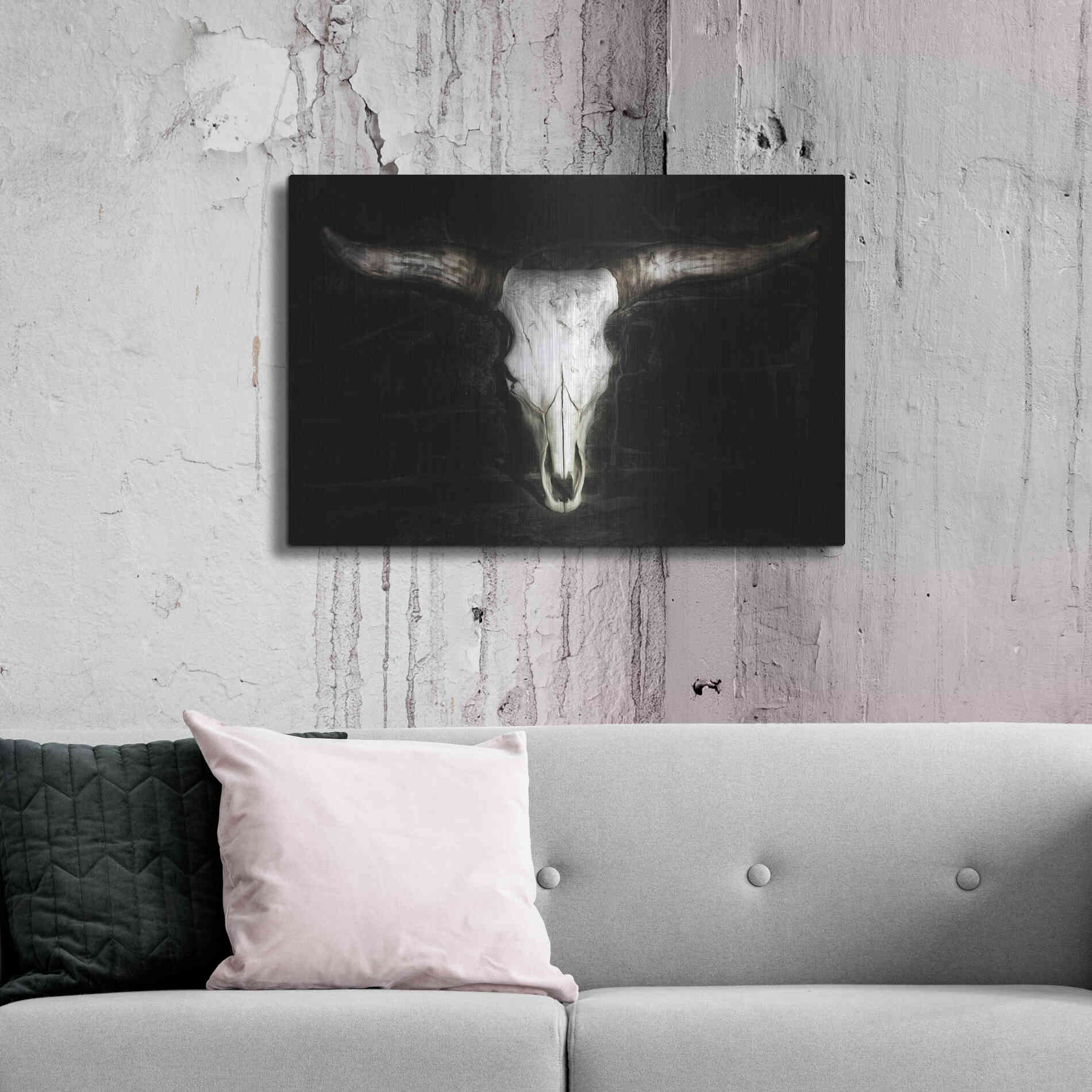 Luxe Metal Art 'Cow Skull' by PH Burchett, Metal Wall Art,36x24