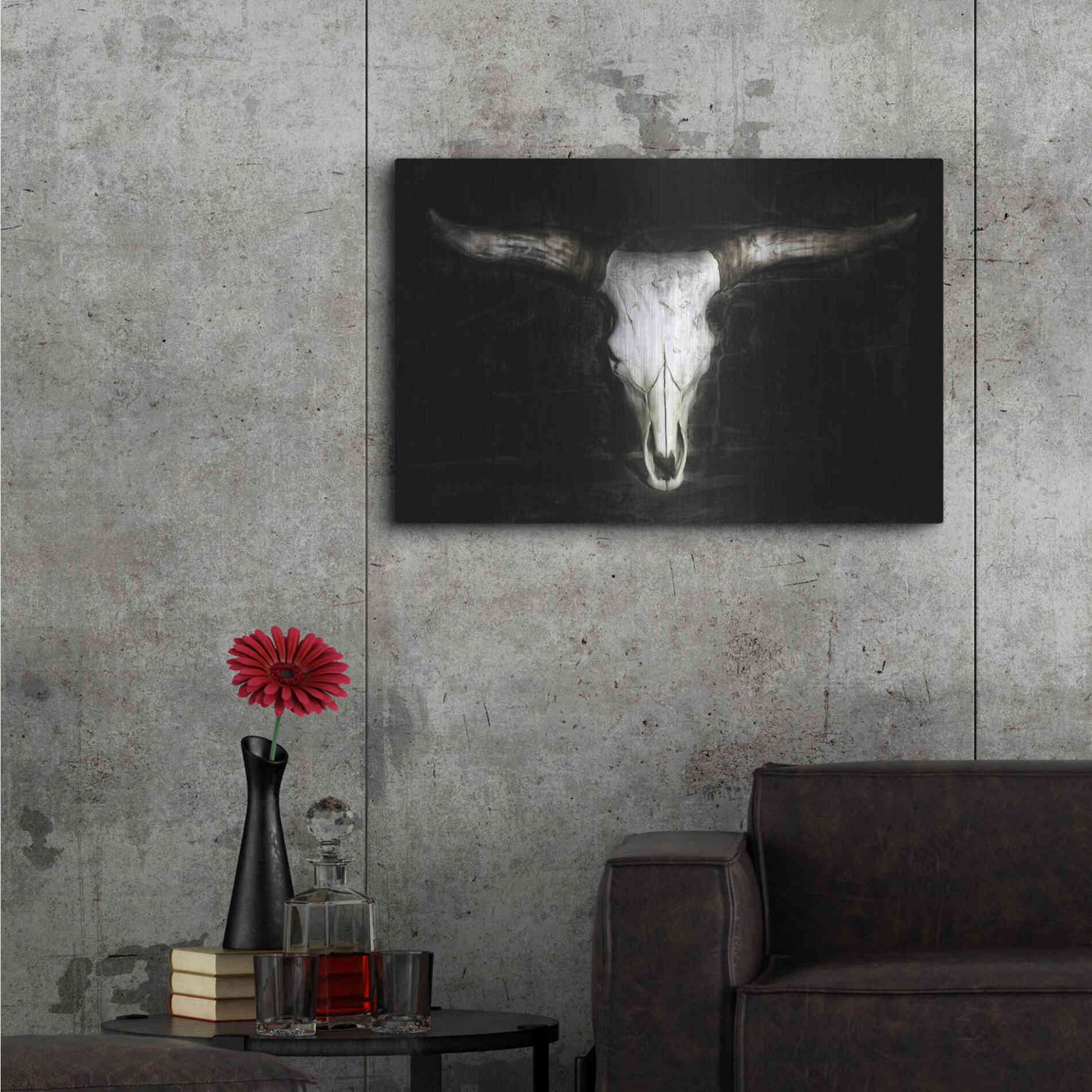 Luxe Metal Art 'Cow Skull' by PH Burchett, Metal Wall Art,36x24