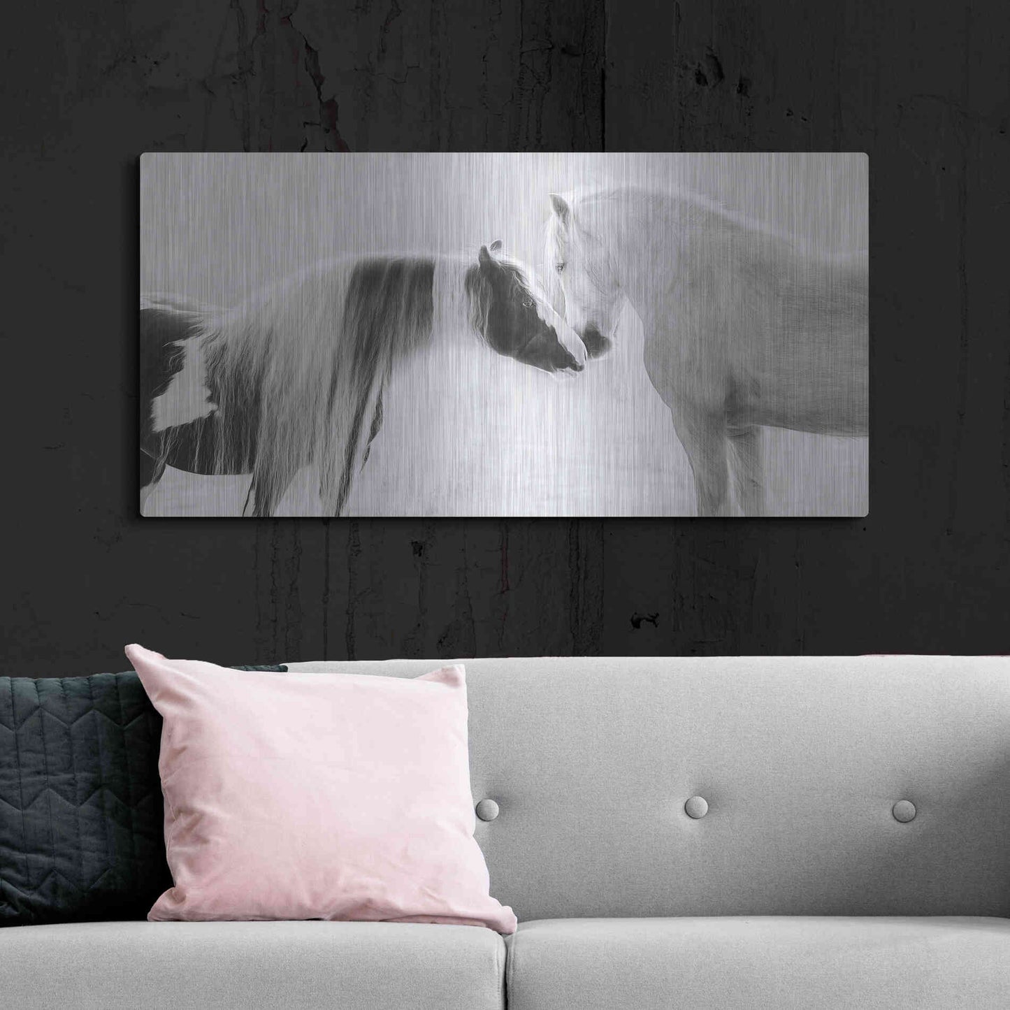 Luxe Metal Art 'Collection of Horses III' by PH Burchett, Metal Wall Art,48x24