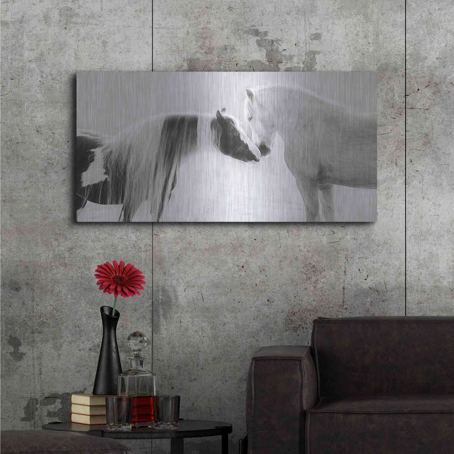 Luxe Metal Art 'Collection of Horses III' by PH Burchett, Metal Wall Art,48x24