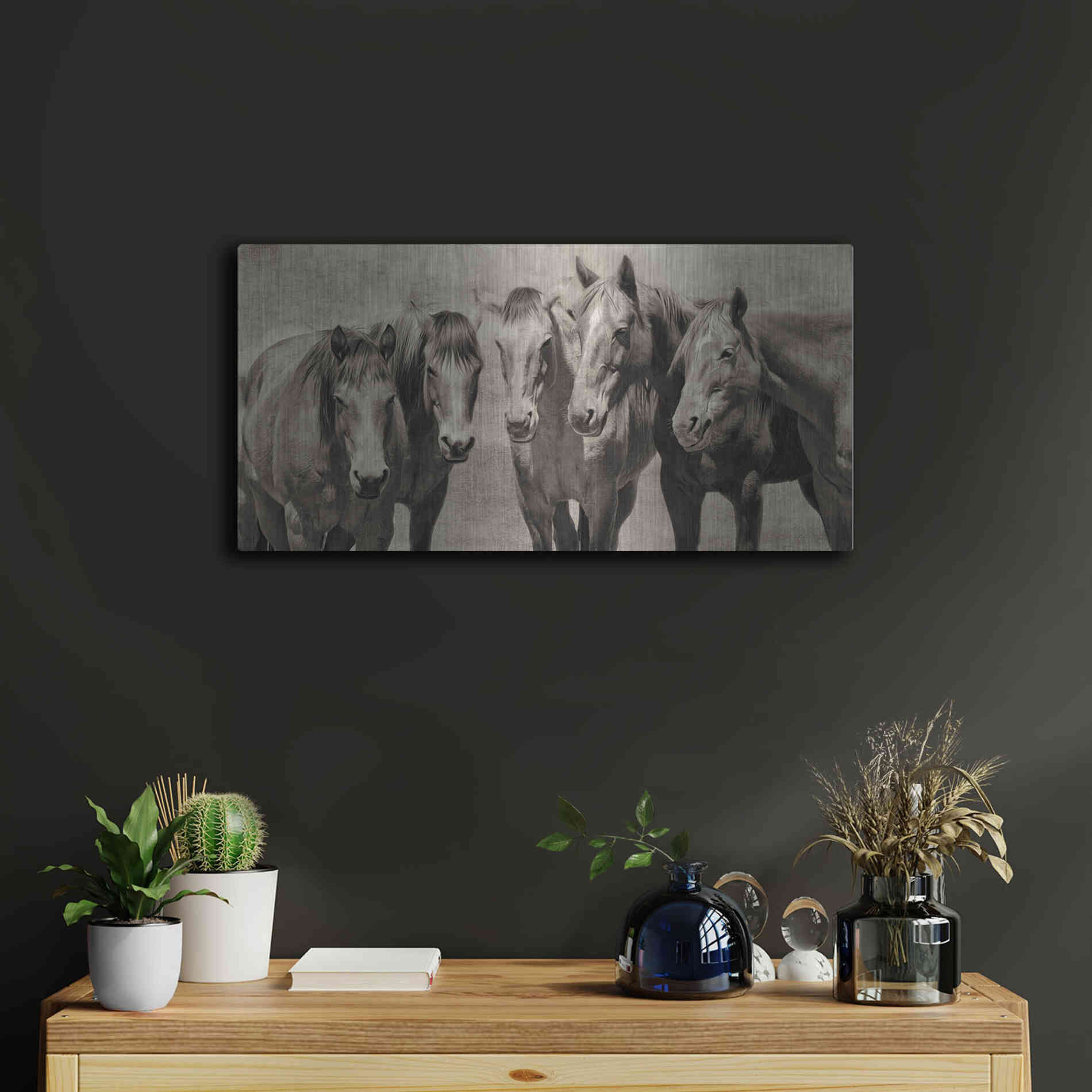 Luxe Metal Art 'Meeting of the Minds' by PH Burchett, Metal Wall Art,24x12