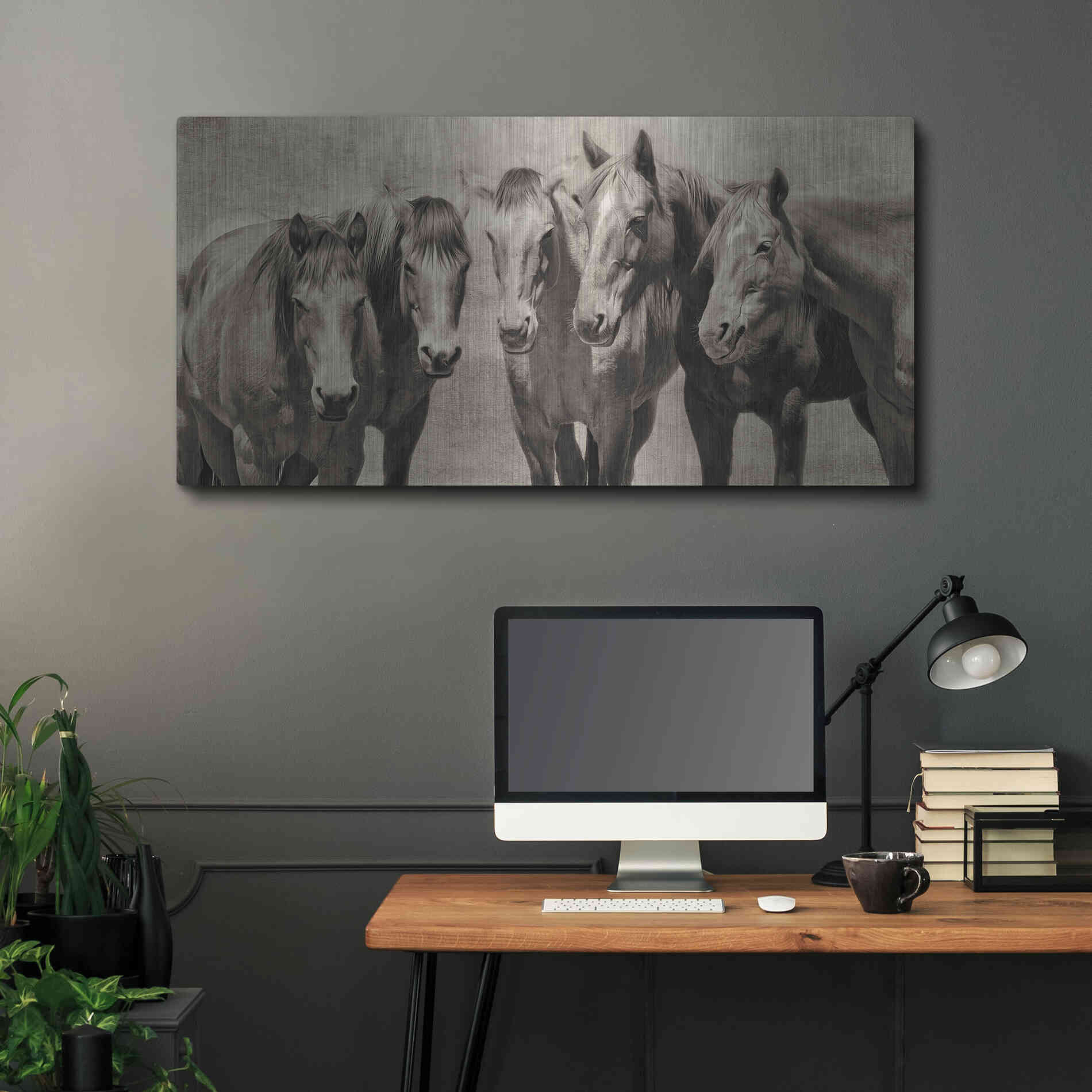 Luxe Metal Art 'Meeting of the Minds' by PH Burchett, Metal Wall Art,48x24