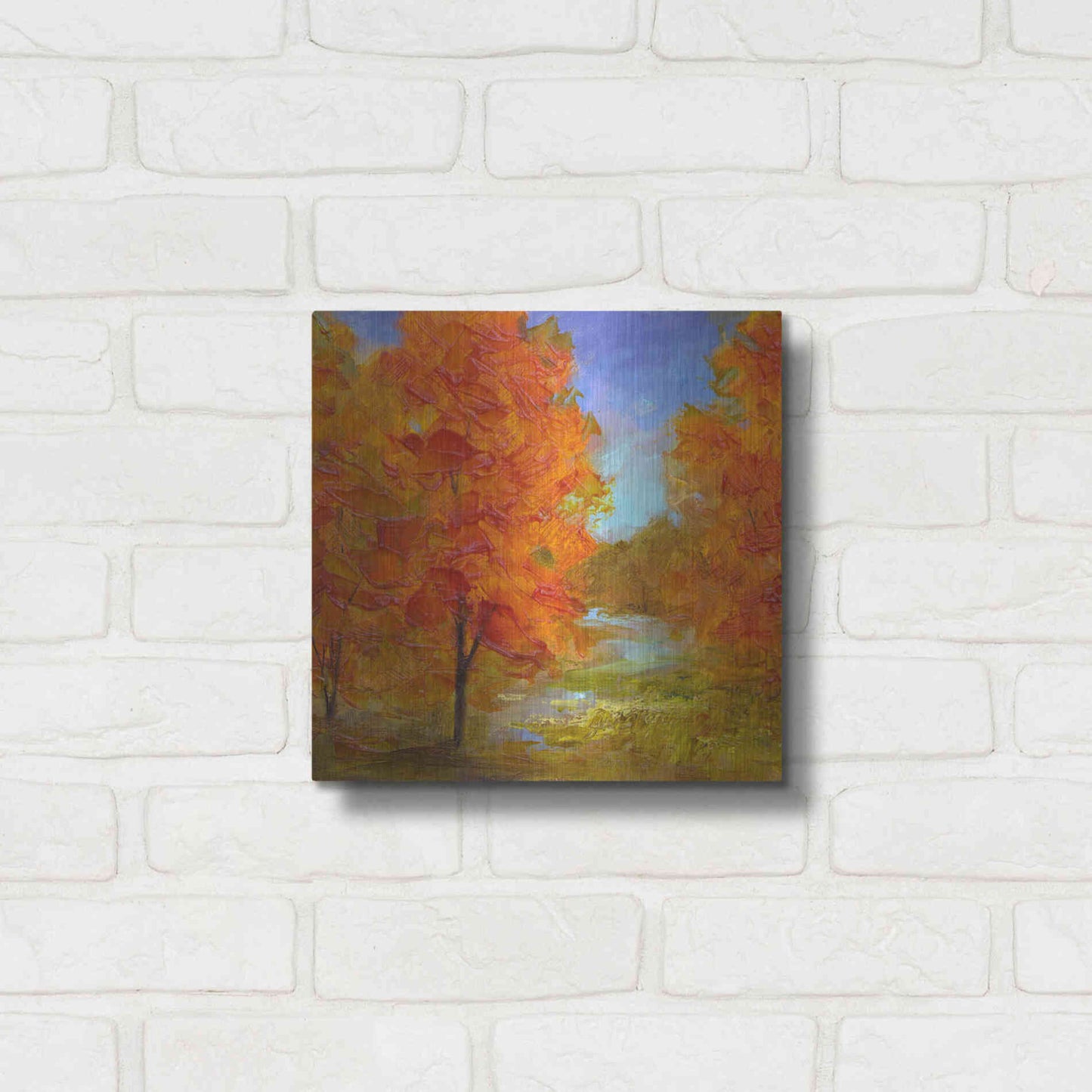 Luxe Metal Art 'Burst of Autumn Color' by Sheila Finch, Metal Wall Art,12x12