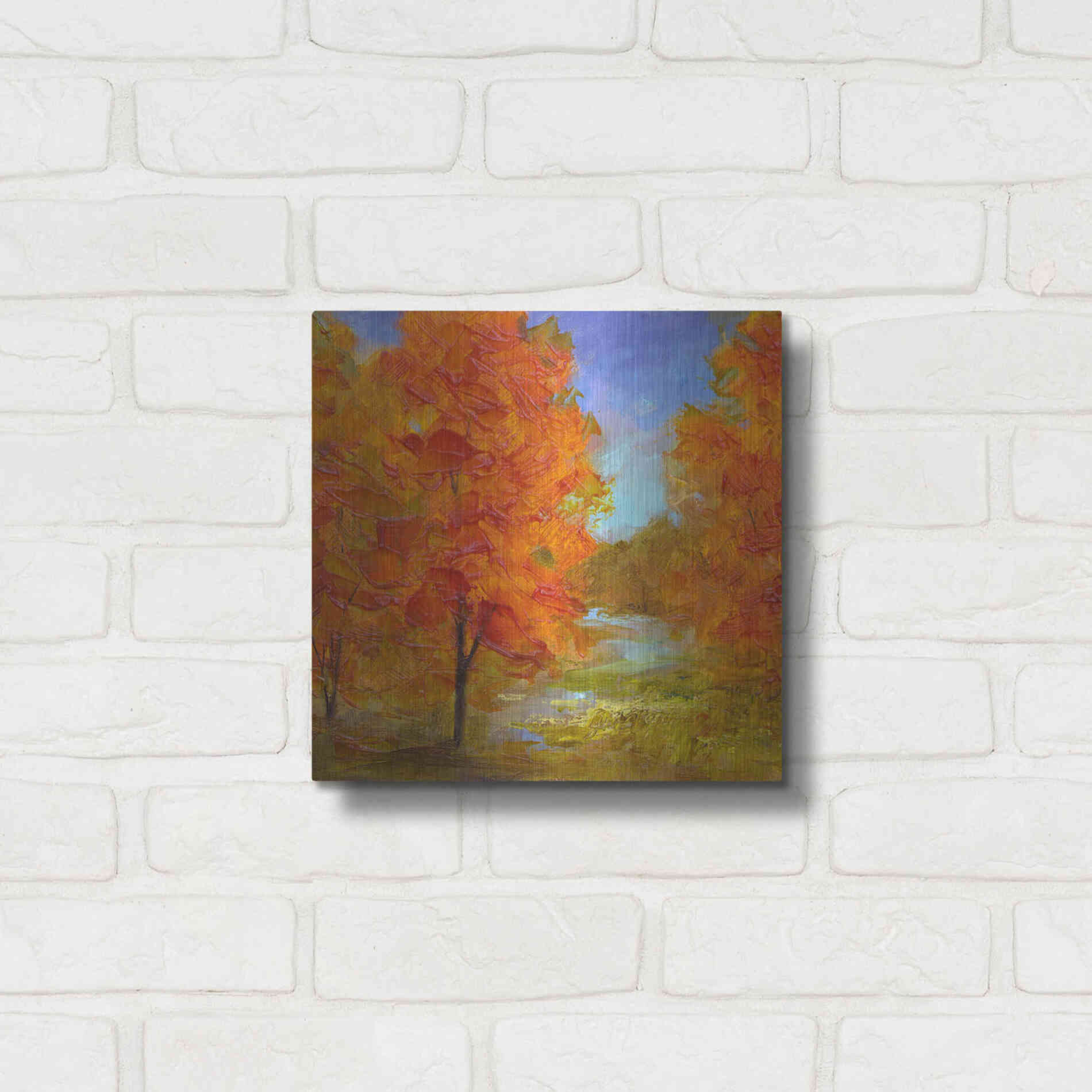 Luxe Metal Art 'Burst of Autumn Color' by Sheila Finch, Metal Wall Art,12x12