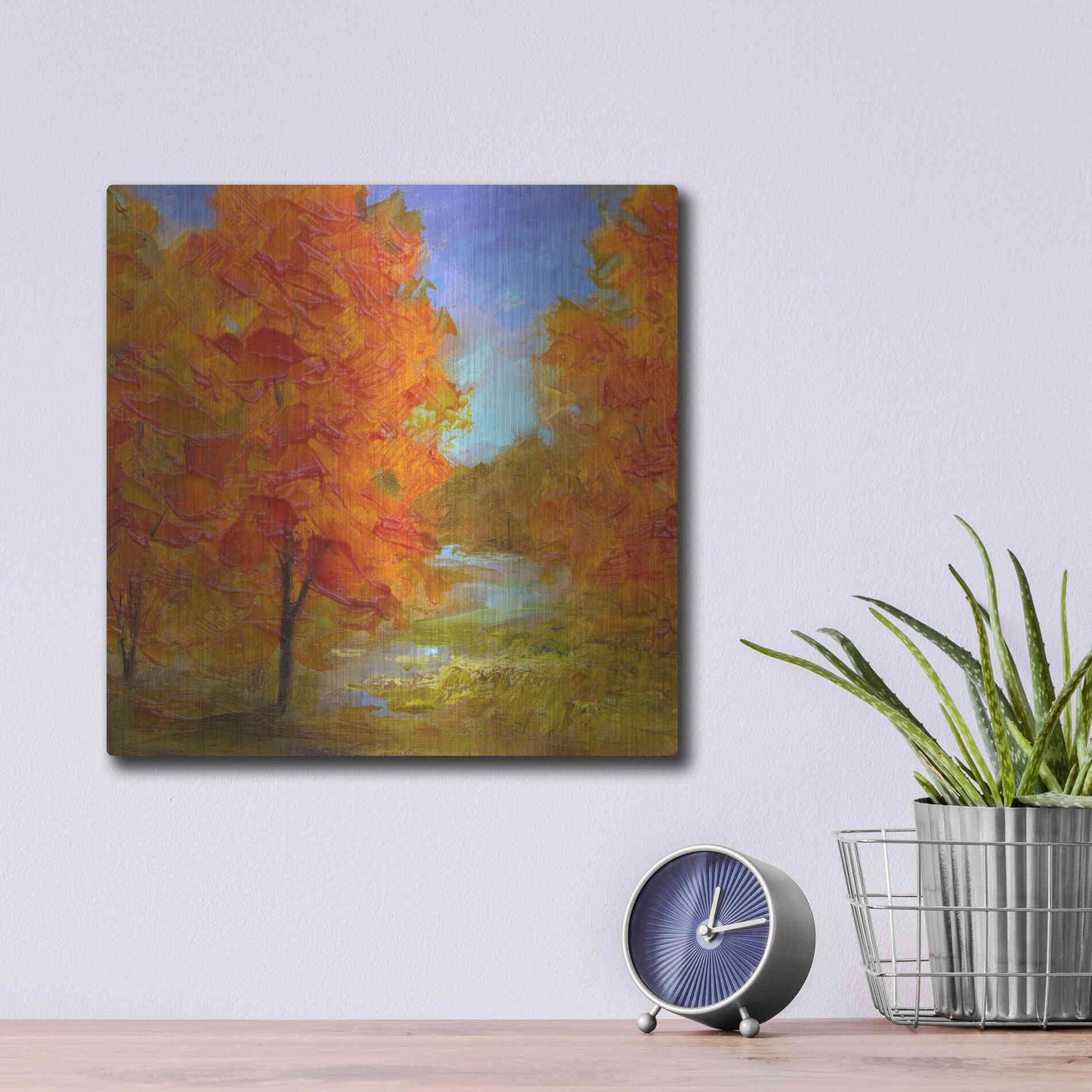 Luxe Metal Art 'Burst of Autumn Color' by Sheila Finch, Metal Wall Art,12x12