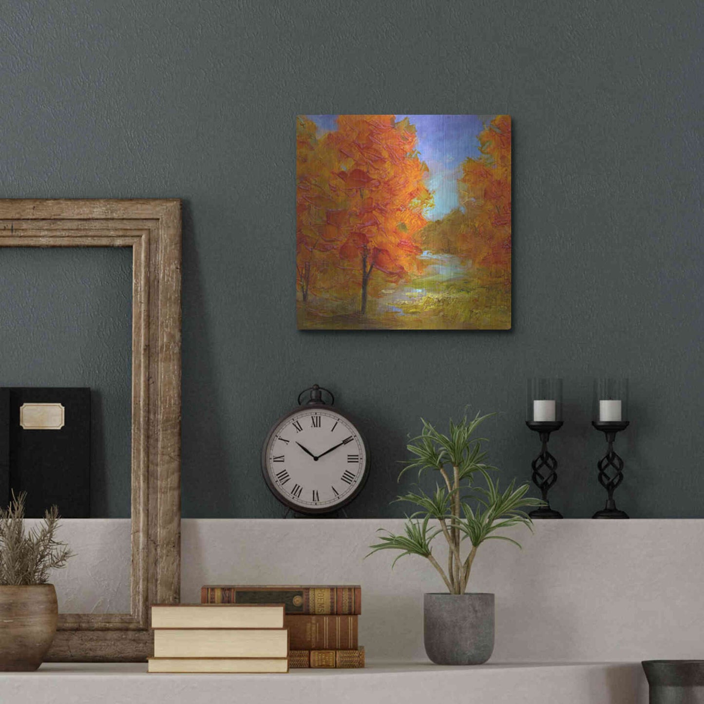 Luxe Metal Art 'Burst of Autumn Color' by Sheila Finch, Metal Wall Art,12x12