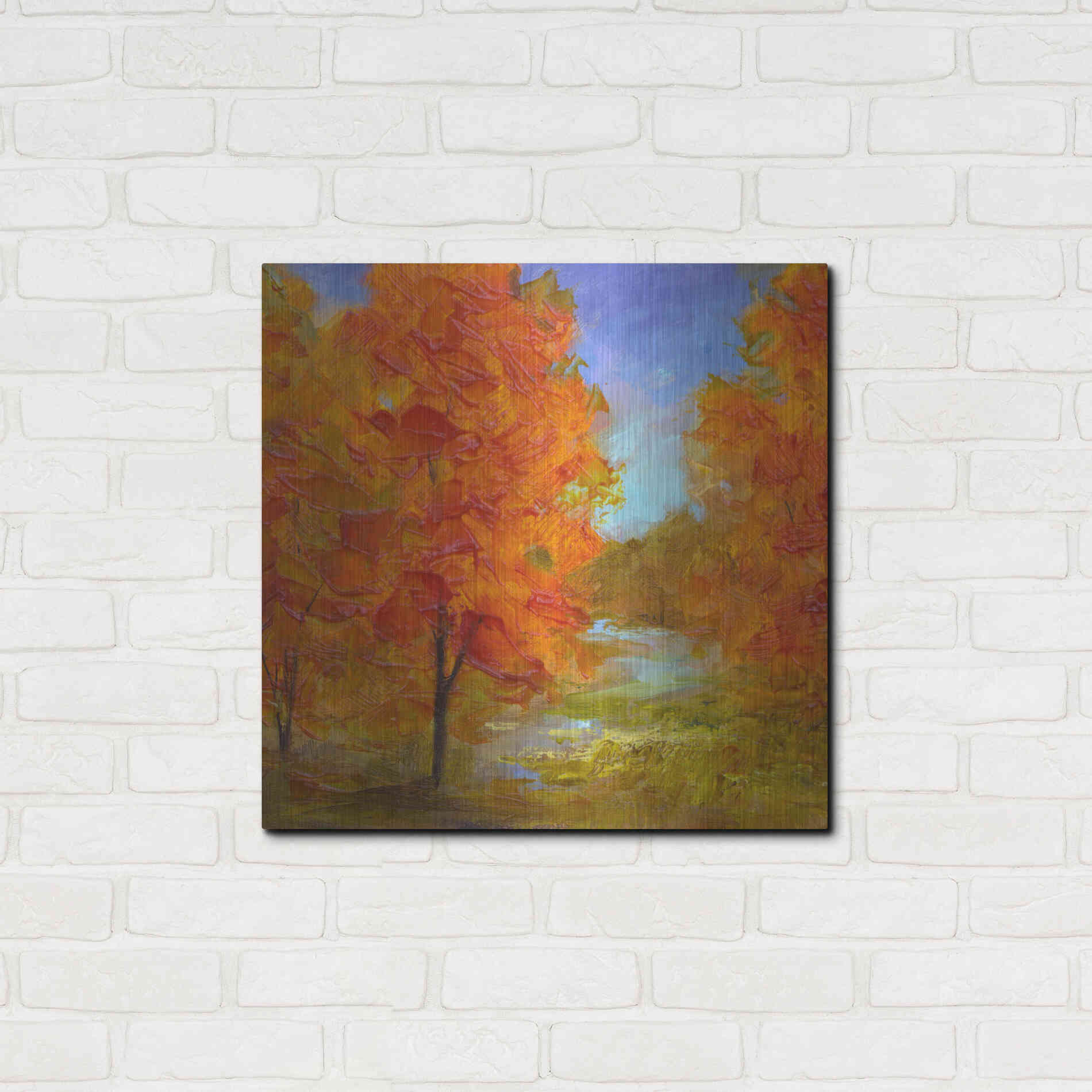 Luxe Metal Art 'Burst of Autumn Color' by Sheila Finch, Metal Wall Art,24x24