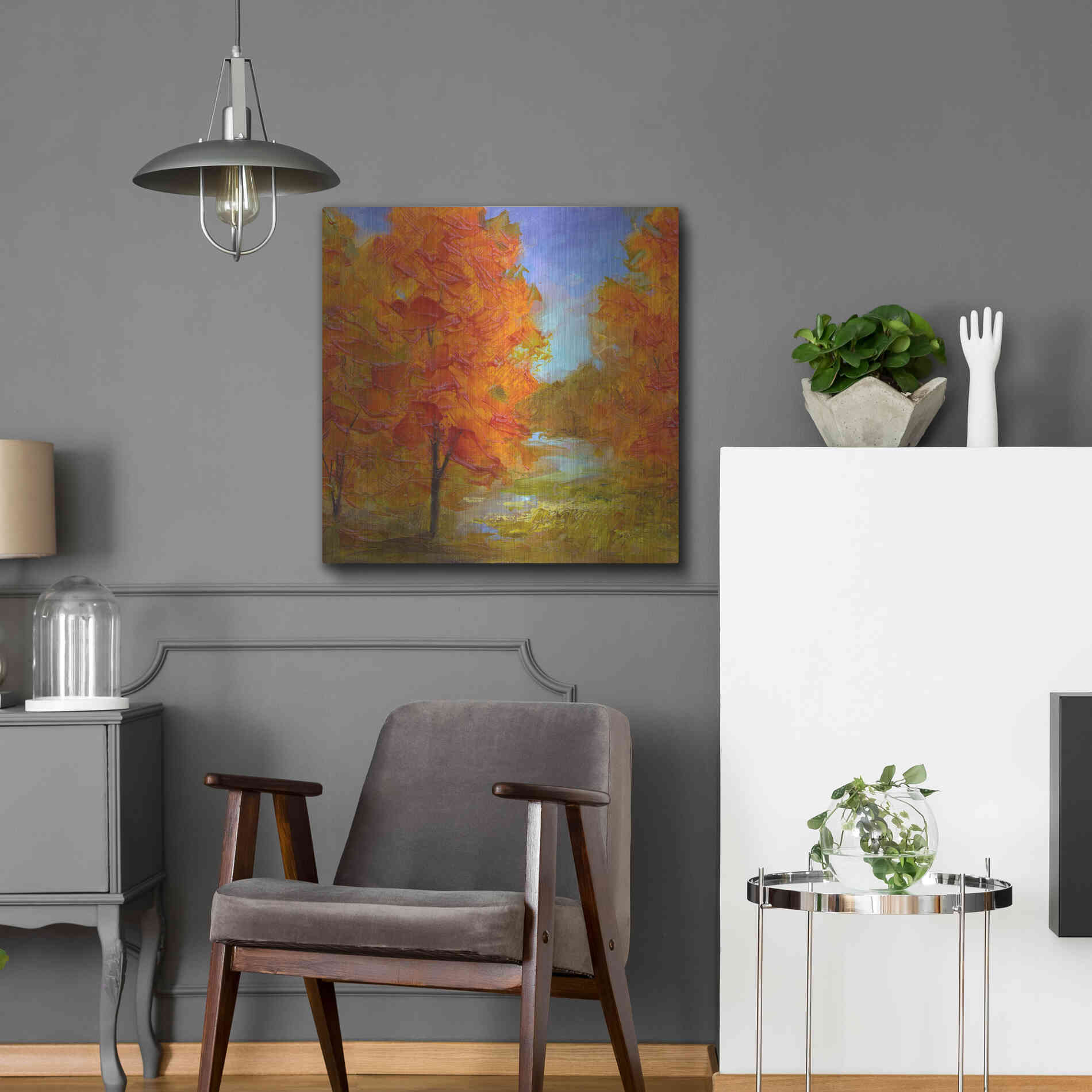 Luxe Metal Art 'Burst of Autumn Color' by Sheila Finch, Metal Wall Art,24x24