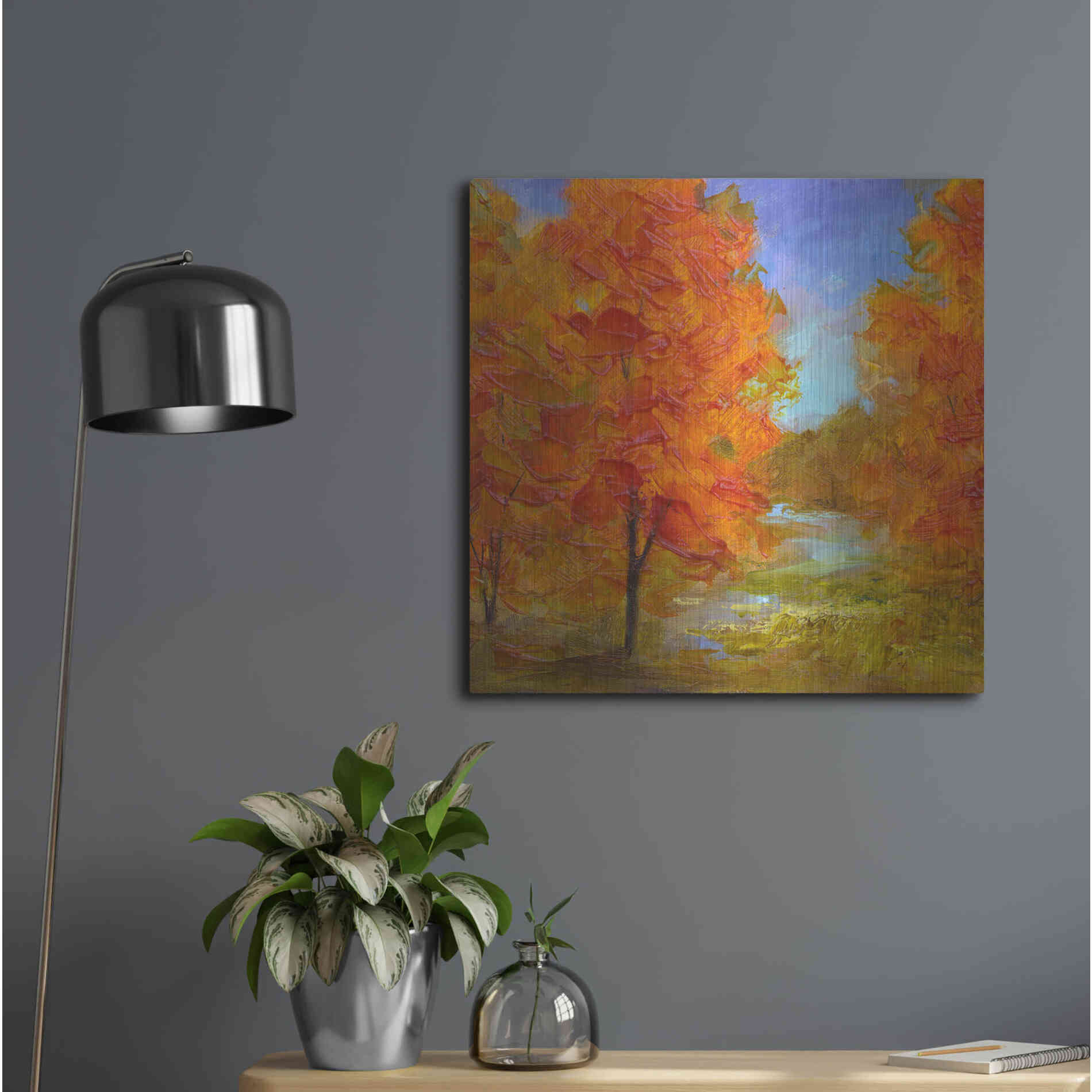 Luxe Metal Art 'Burst of Autumn Color' by Sheila Finch, Metal Wall Art,24x24