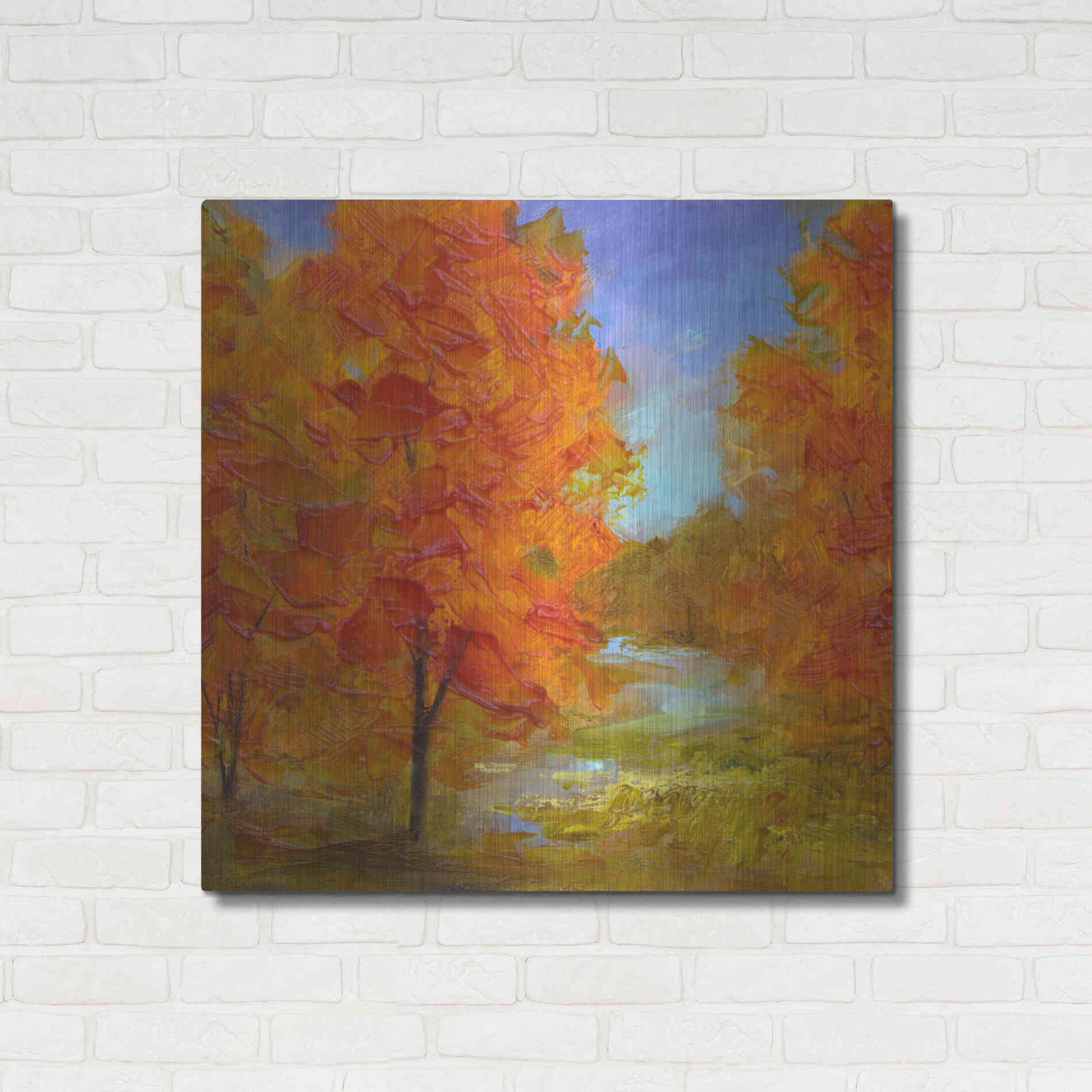 Luxe Metal Art 'Burst of Autumn Color' by Sheila Finch, Metal Wall Art,36x36