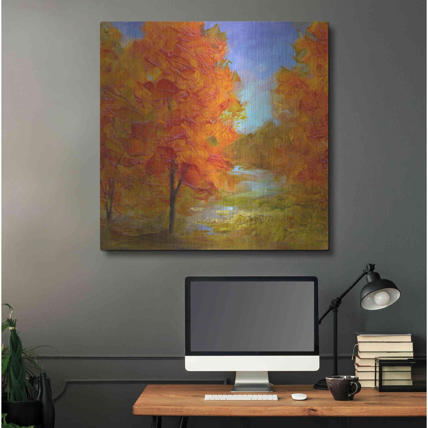 Luxe Metal Art 'Burst of Autumn Color' by Sheila Finch, Metal Wall Art,36x36