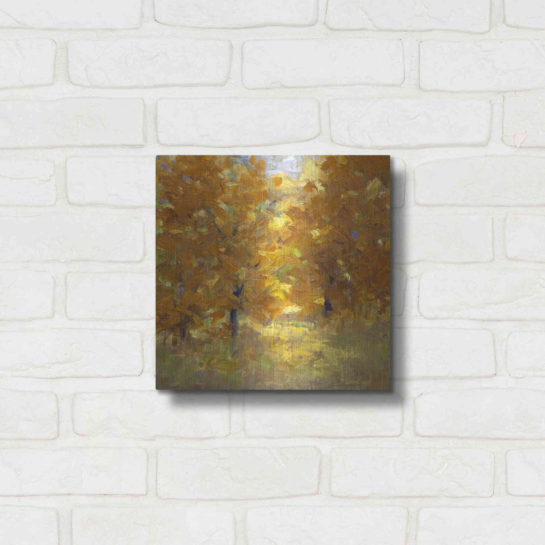 Luxe Metal Art 'Cottonwoods' by Sheila Finch, Metal Wall Art,12x12