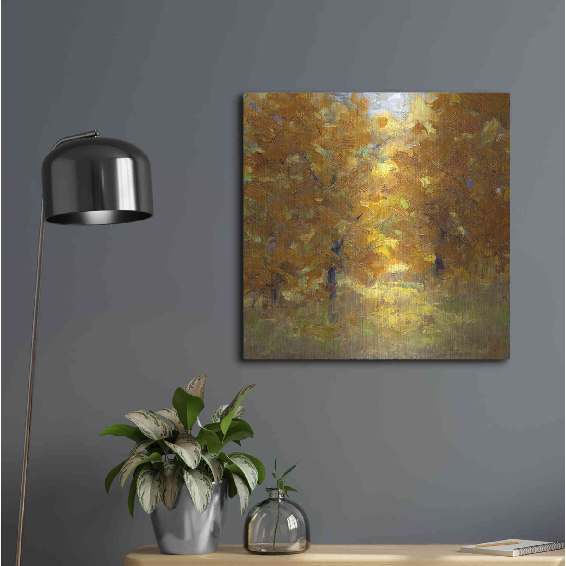 Luxe Metal Art 'Cottonwoods' by Sheila Finch, Metal Wall Art,24x24