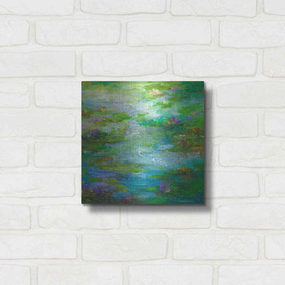 Luxe Metal Art 'Water Lily Pond #1' by Sheila Finch, Metal Wall Art,12x12